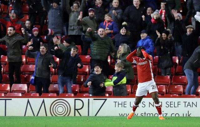 Soccer Football - Championship - Barnsley vs Burton Albion - Oakwell, Barnsley, Britain - February 20, 2018   Barnsley’s Mamadou Thiam reacts after having goal ruled out for offside   Action Images/John Clifton    EDITORIAL USE ONLY. No use with unauthorized audio, video, data, fixture lists, club/league logos or 