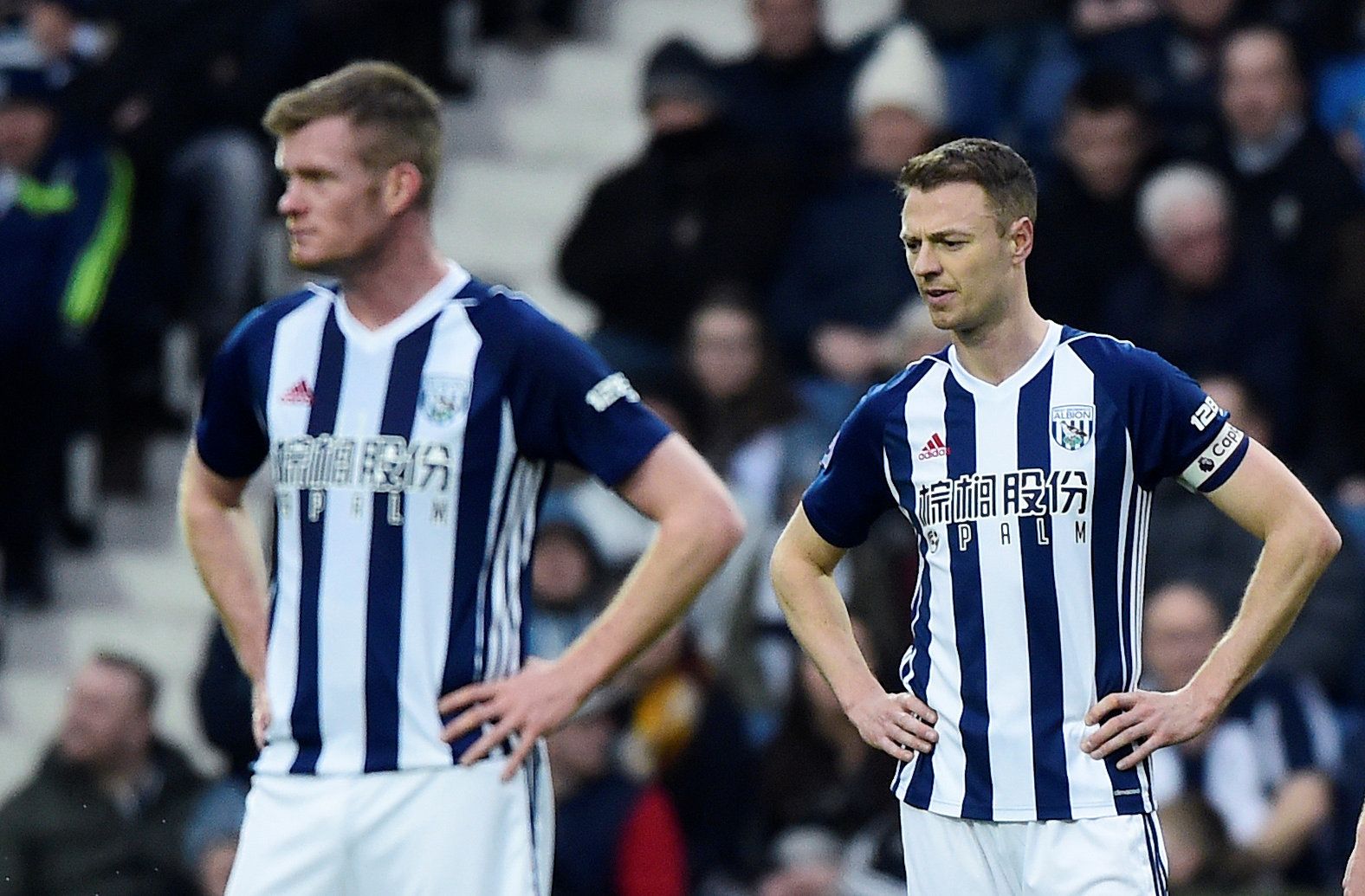 Soccer Football - Premier League - West Bromwich Albion vs Burnley - The Hawthorns, West Bromwich, Britain - March 31, 2018   West Bromwich Albion's Jonny Evans looks dejected after Burnley's Ashley Barnes (not pictured) scored their first goal     REUTERS/Rebecca Naden    EDITORIAL USE ONLY. No use with unauthorized audio, video, data, fixture lists, club/league logos or 