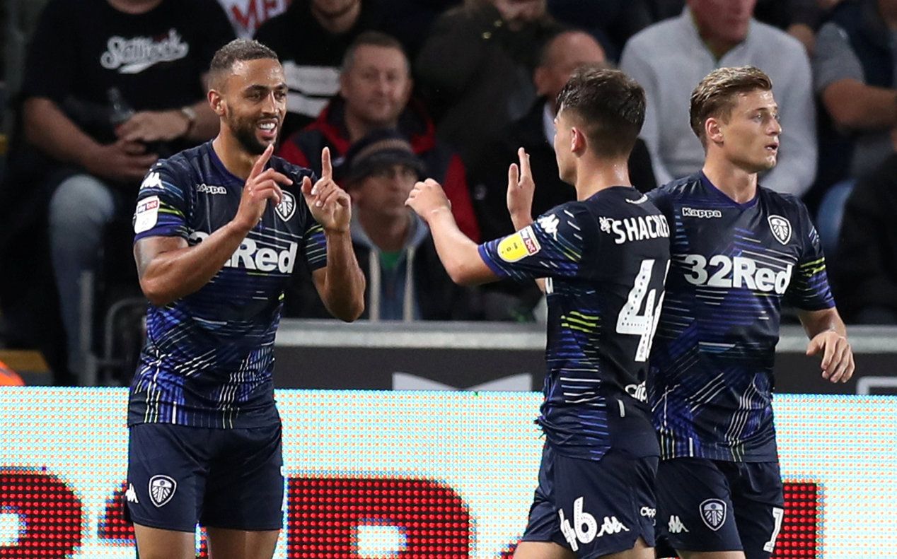 Soccer Football - Championship - Swansea City v Leeds United - Liberty Stadium, Swansea, Britain - August 21, 2018   Leeds United's Kemar Roofe celebrates scoring their first goal   Action Images/Peter Cziborra    EDITORIAL USE ONLY. No use with unauthorized audio, video, data, fixture lists, club/league logos or 