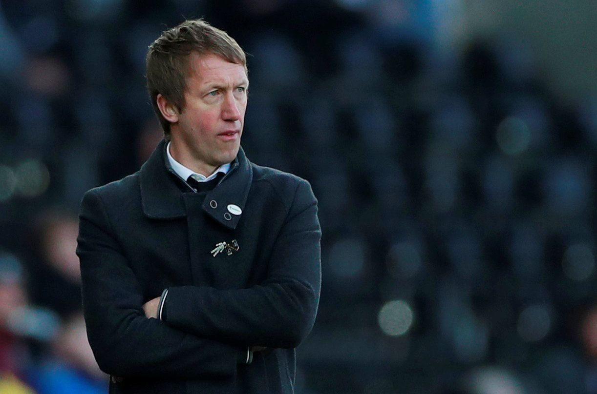 Soccer Football - FA Cup Fifth Round - Swansea City v Brentford, Liberty Stadium, Swansea, Britain - February 17, 2019  Swansea City manager Graham Potter during the match      Action Images via Reuters/Andrew Couldridge