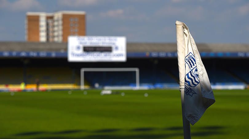 General view of a corner flag at Roots Hall
