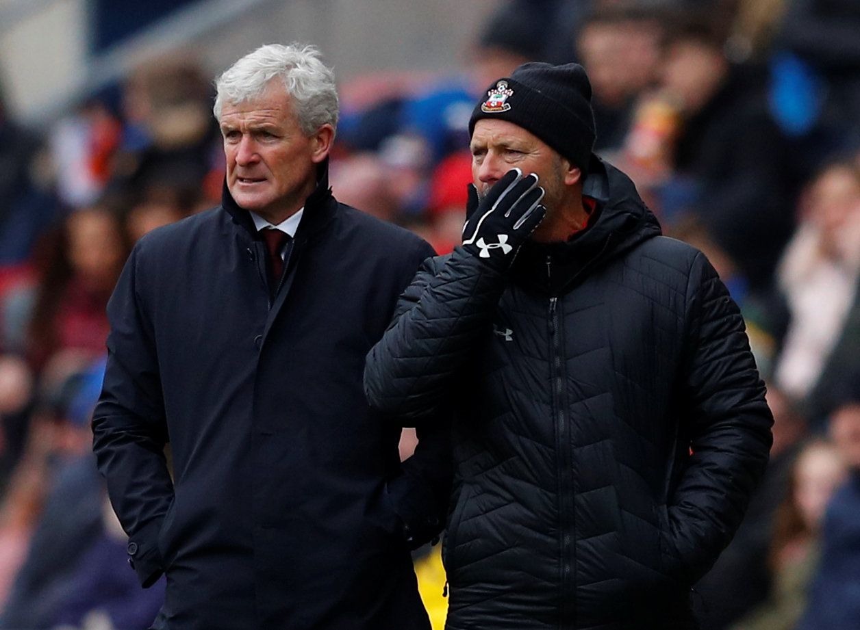 Soccer Football - FA Cup Quarter Final - Wigan Athletic vs Southampton - DW Stadium, Wigan, Britain - March 18, 2018   Southampton manager Mark Hughes and assistant manager Mark Bowen   REUTERS/Phil Noble