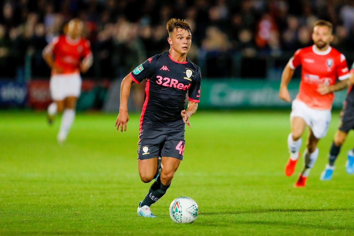 Leeds United midfielder Jamie Shackleton (46)  during the EFL Cup match between Salford City and Leeds United at Moor Lane, Salford, United Kingdom on 13 August 2019.