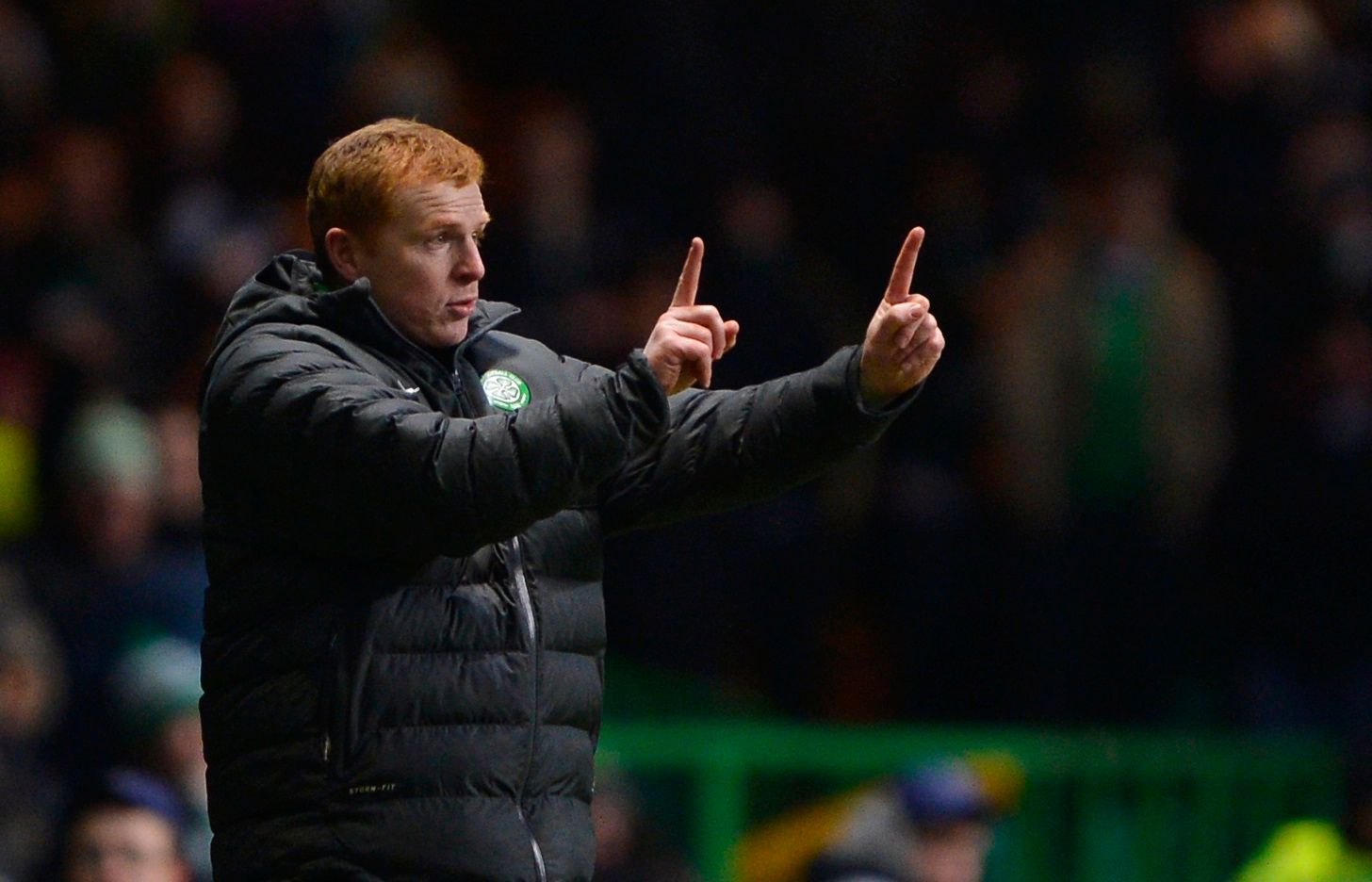 Celtic's manager Neil Lennon reacts to his team's performance during their Champions League Group G soccer match against Spartak Moscow at Celtic Park stadium in Glasgow, Scotland December 5, 2012. REUTERS/Russell Cheyne (BRITAIN - Tags: SPORT SOCCER)