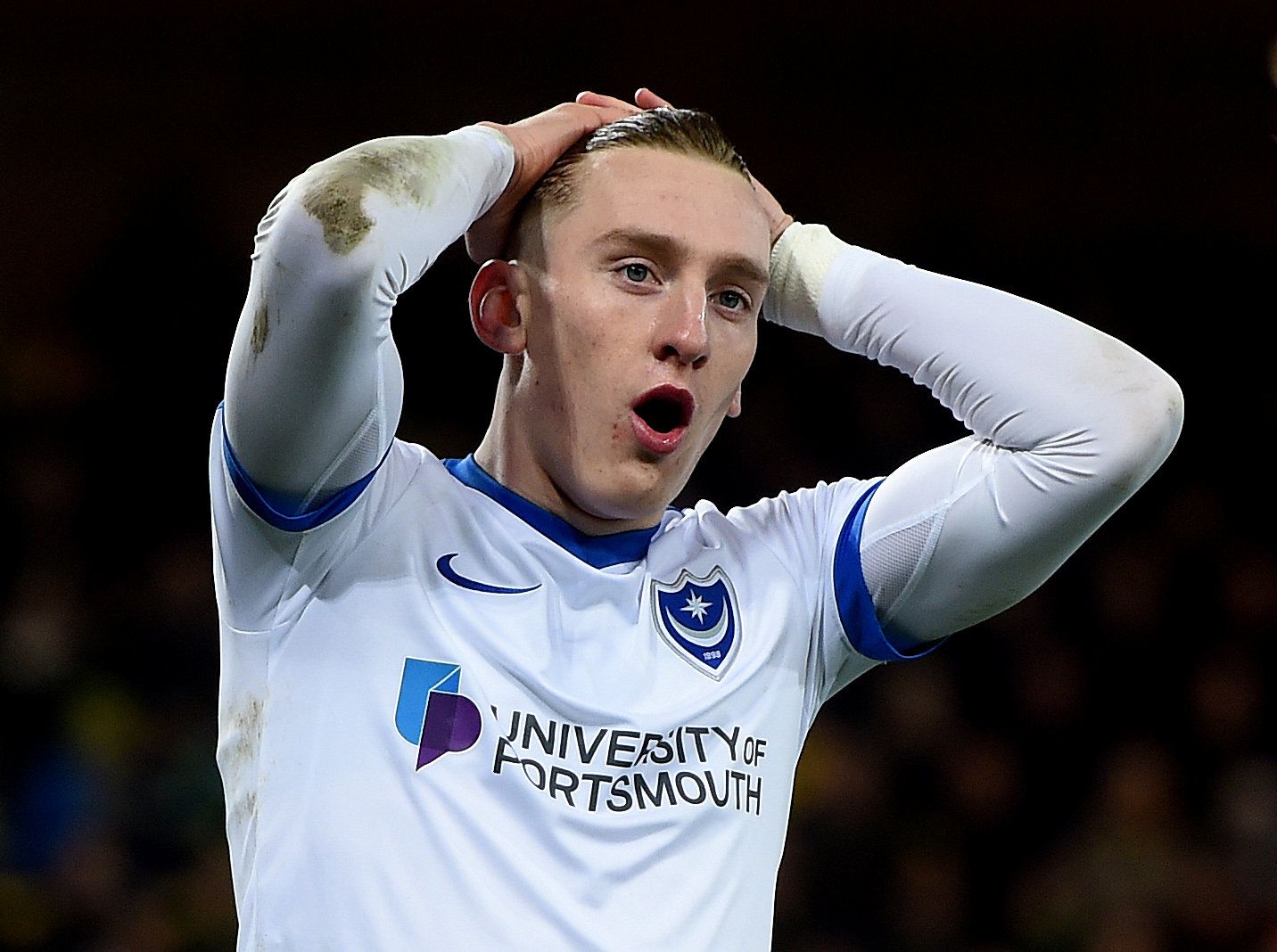 Soccer Football - FA Cup Third Round - Norwich City v Portsmouth - Carrow Road, Norwich, Britain - January 5, 2019   Portsmouth's Ronan Curtis reacts after missing a chance to score   Action Images/Alan Walter
