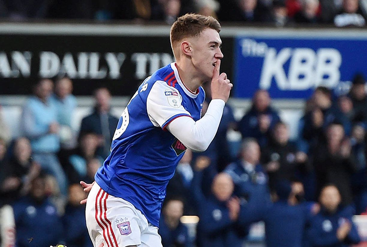 Soccer Football - Championship - Ipswich Town v Millwall - Portman Road, Ipswich, Britain - January 1, 2019  Ipswich's Jack Lankester celebrates scoring their first goal   Action Images/Alan Walter  EDITORIAL USE ONLY. No use with unauthorized audio, video, data, fixture lists, club/league logos or 
