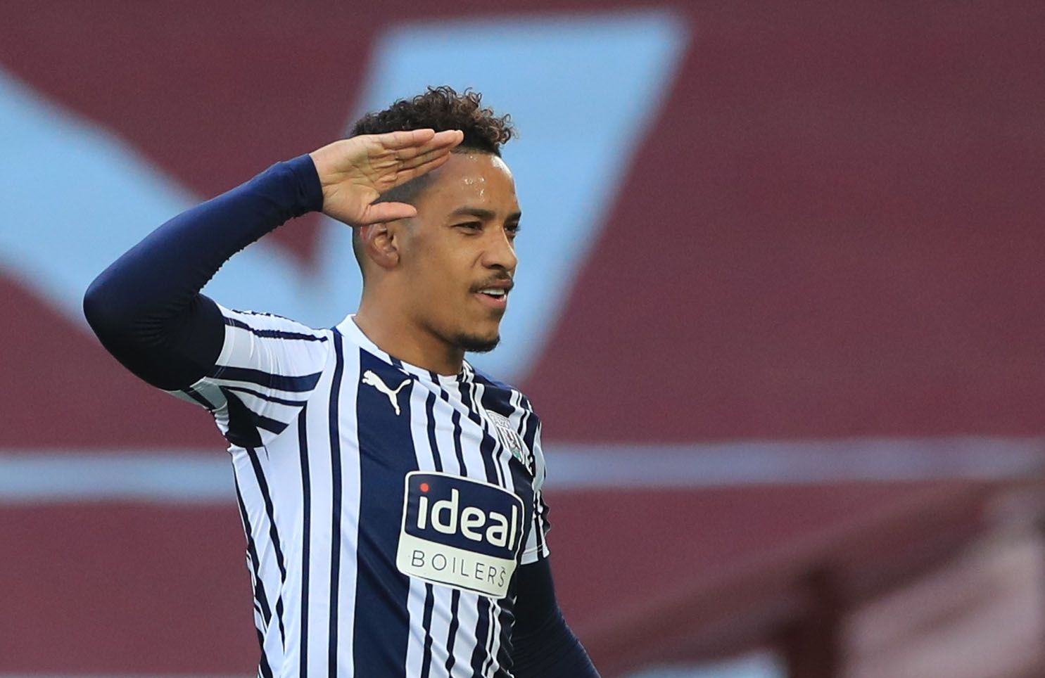 Soccer Football - Premier League - Aston Villa v West Bromwich Albion  - Villa Park, Birmingham, Britain - April 25, 2021 West Bromwich Albion's Matheus Pereira celebrates scoring their first goal from the penalty spot Pool via REUTERS/Mike Egerton EDITORIAL USE ONLY. No use with unauthorized audio, video, data, fixture lists, club/league logos or 'live' services. Online in-match use limited to 75 images, no video emulation. No use in betting, games or single club /league/player publications.  P