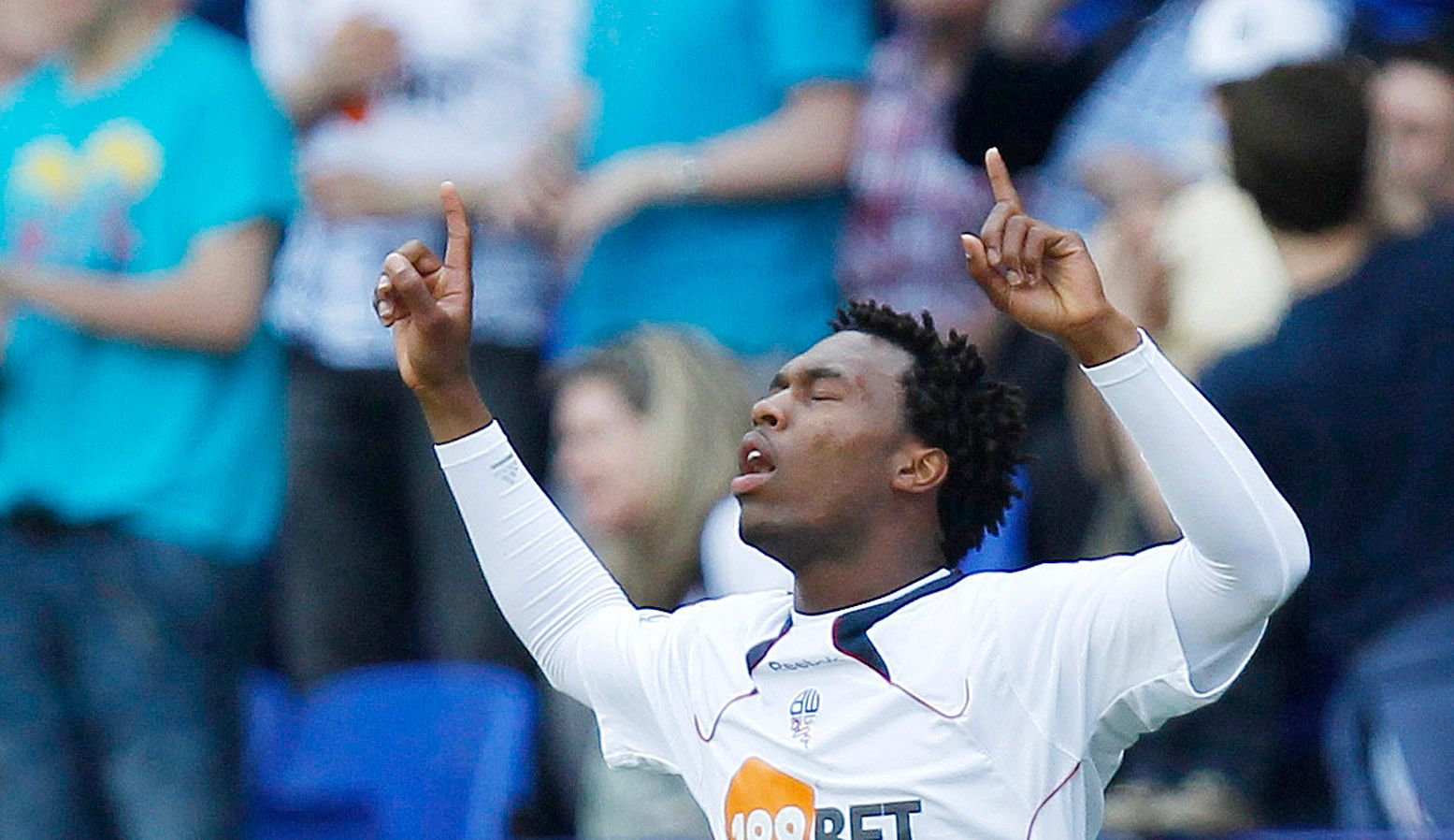 Football - Bolton Wanderers v West Ham United Barclays Premier League  - The Reebok Stadium - 10/11 - 9/4/11 
Bolton Wanderers Daniel Sturridge celebrates scoring his sides first goal  
Mandatory Credit: Action Images / Jason Cairnduff 
Livepic 
NO ONLINE/INTERNET USE WITHOUT A LICENCE FROM THE FOOTBALL DATA CO LTD. FOR LICENCE ENQUIRIES PLEASE TELEPHONE +44 (0) 207 864 9000.