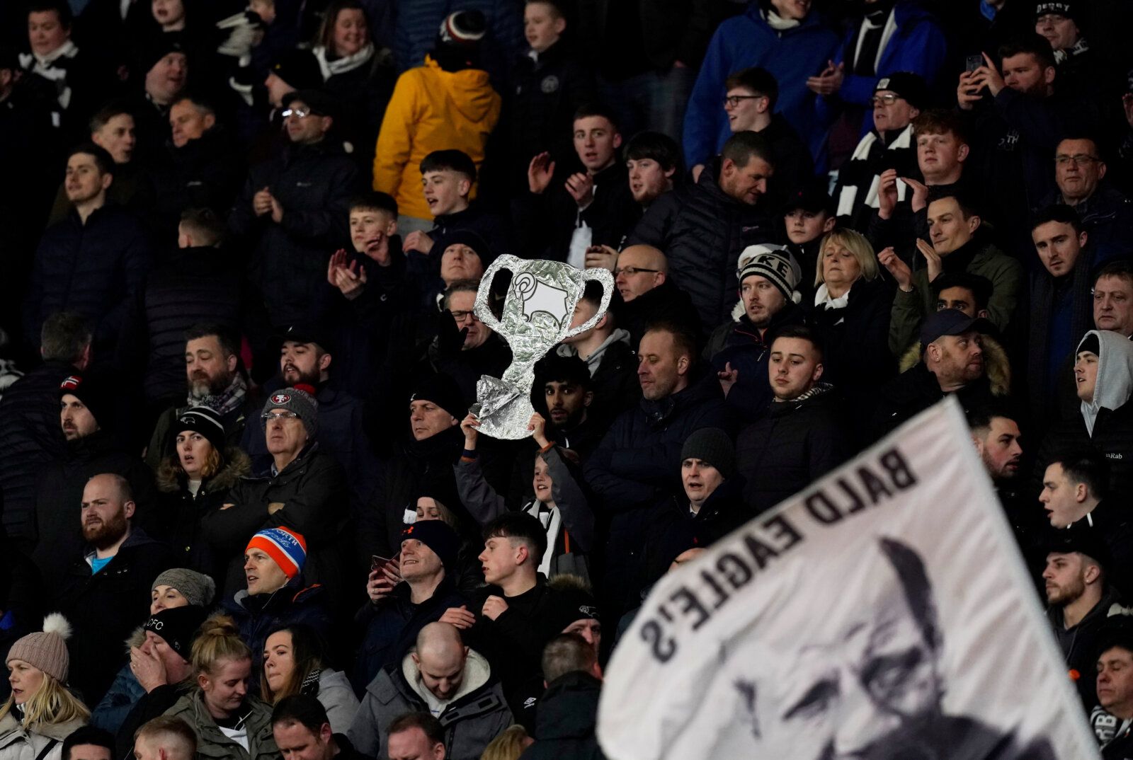 Soccer Football - FA Cup Fifth Round - Derby County v Manchester United - Pride Park, Derby, Britain - March 5, 2020   Derby County fans during the match    REUTERS/Andrew Yates