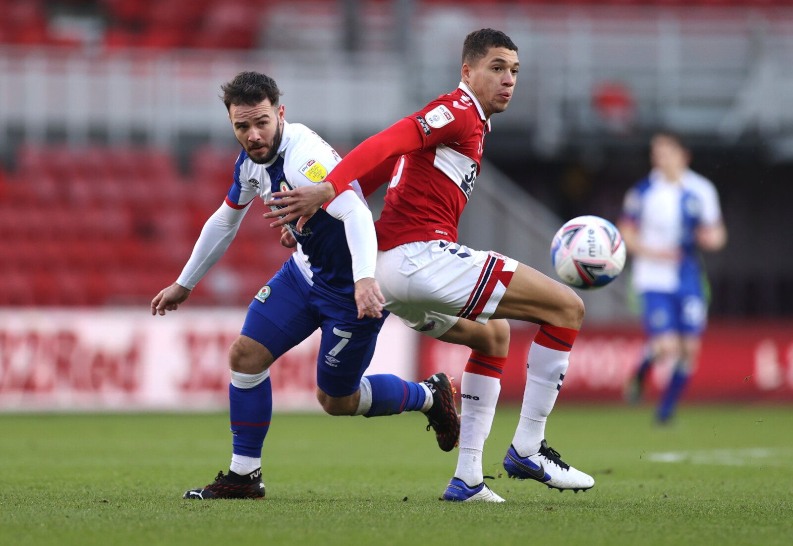 Soccer Football - Championship - Middlesbrough v Blackburn Rovers - Riverside Stadium, Middlesbrough, Britain - January 24, 2021 Middlesbrough's Dael Fry In action with Blackburn's Adam Armstrong Action Images/Lee Smith