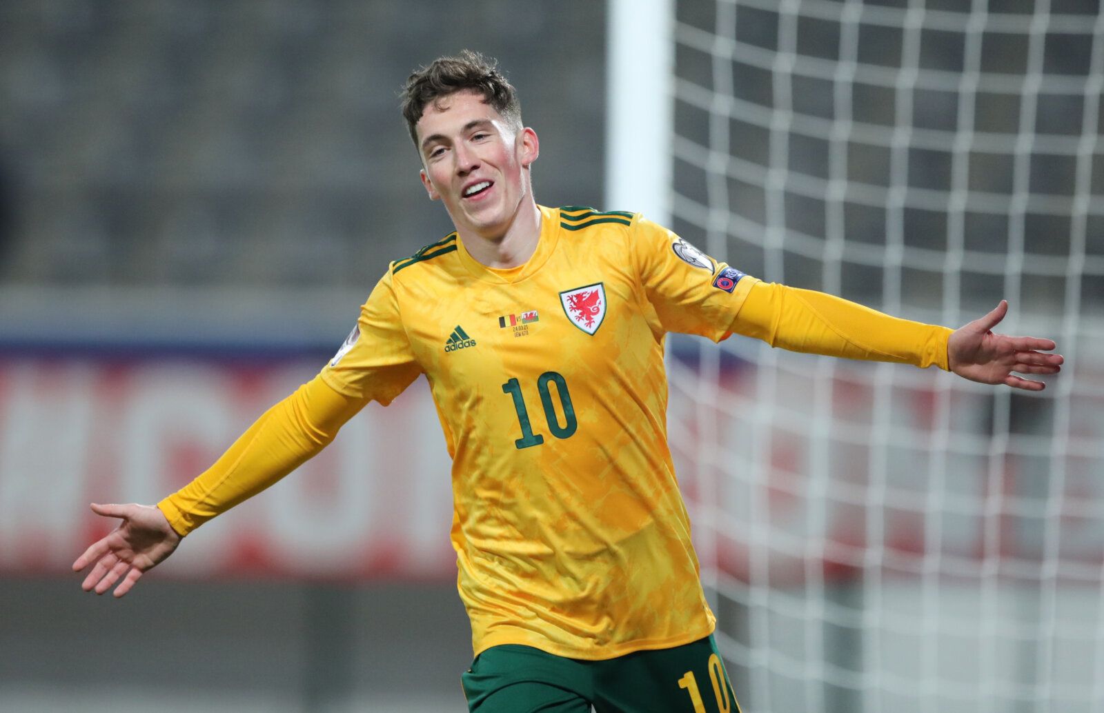 Soccer Football - World Cup Qualifiers Europe - Group E - Belgium v Wales - Den Dreef, Leuven, Belgium - March 24, 2021 Wales' Harry Wilson celebrates scoring their first goal REUTERS/Pascal Rossignol