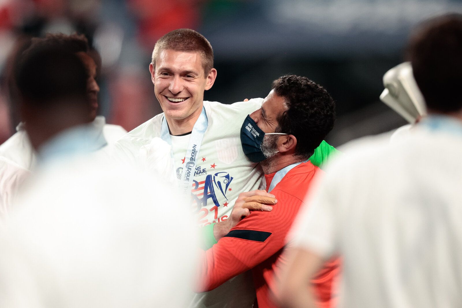 Jun 6, 2021; Denver, Colorado, USA; United States goalkeeper Ethan Horvath (12) celebrates after defeating Mexico in the 2021 CONCACAF Nations League Finals soccer series final match at Empower Field at Mile High. Mandatory Credit: Isaiah J. Downing-USA TODAY Sports