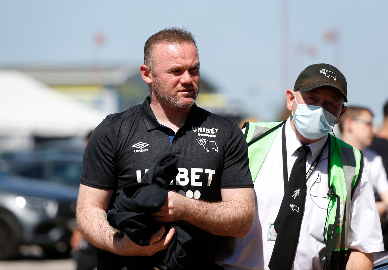 Soccer Football - Pre Season Friendly - Derby County v Manchester United - Pride Park, Derby, Britain - July 18, 2021 Derby County manager Wayne Rooney arrives for the match Action Images via Reuters/Craig Brough