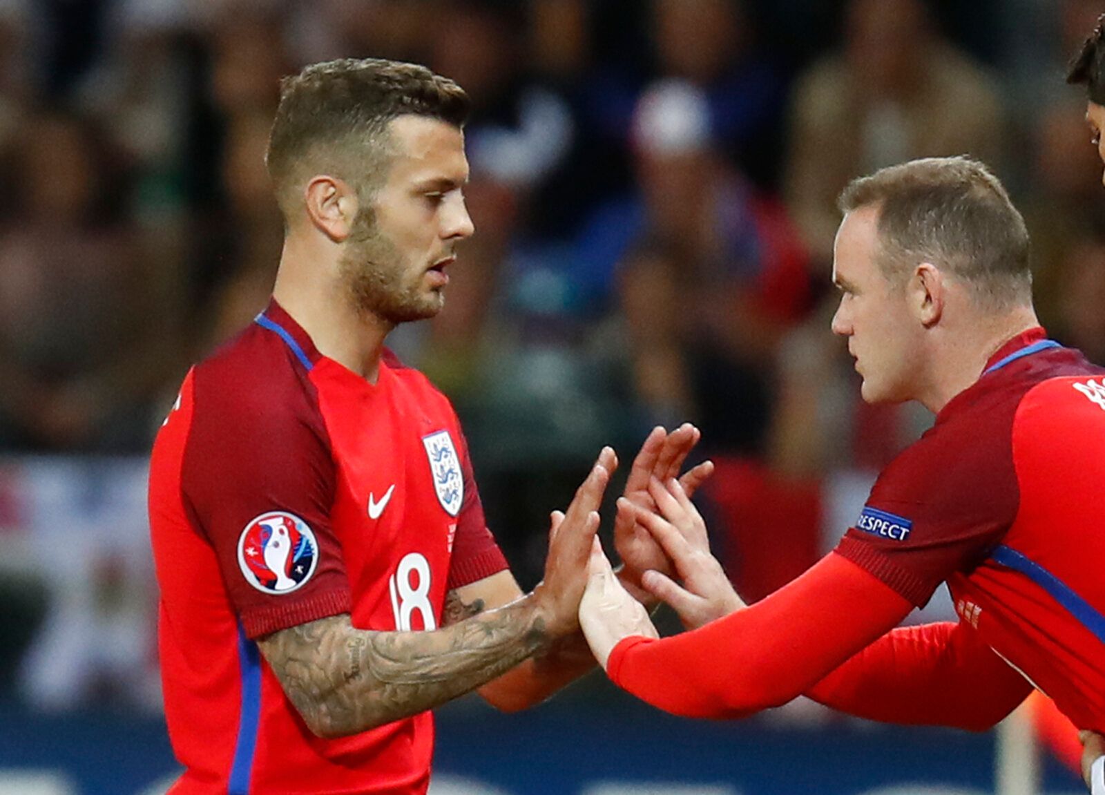 Football Soccer - Slovakia v England - EURO 2016 - Group B - Stade Geoffroy-Guichard, Saint-?tienne, France - 20/6/16
England's Wayne Rooney is substituted on for Jack Wilshere 
REUTERS/Kai Pfaffenbach
Livepic
