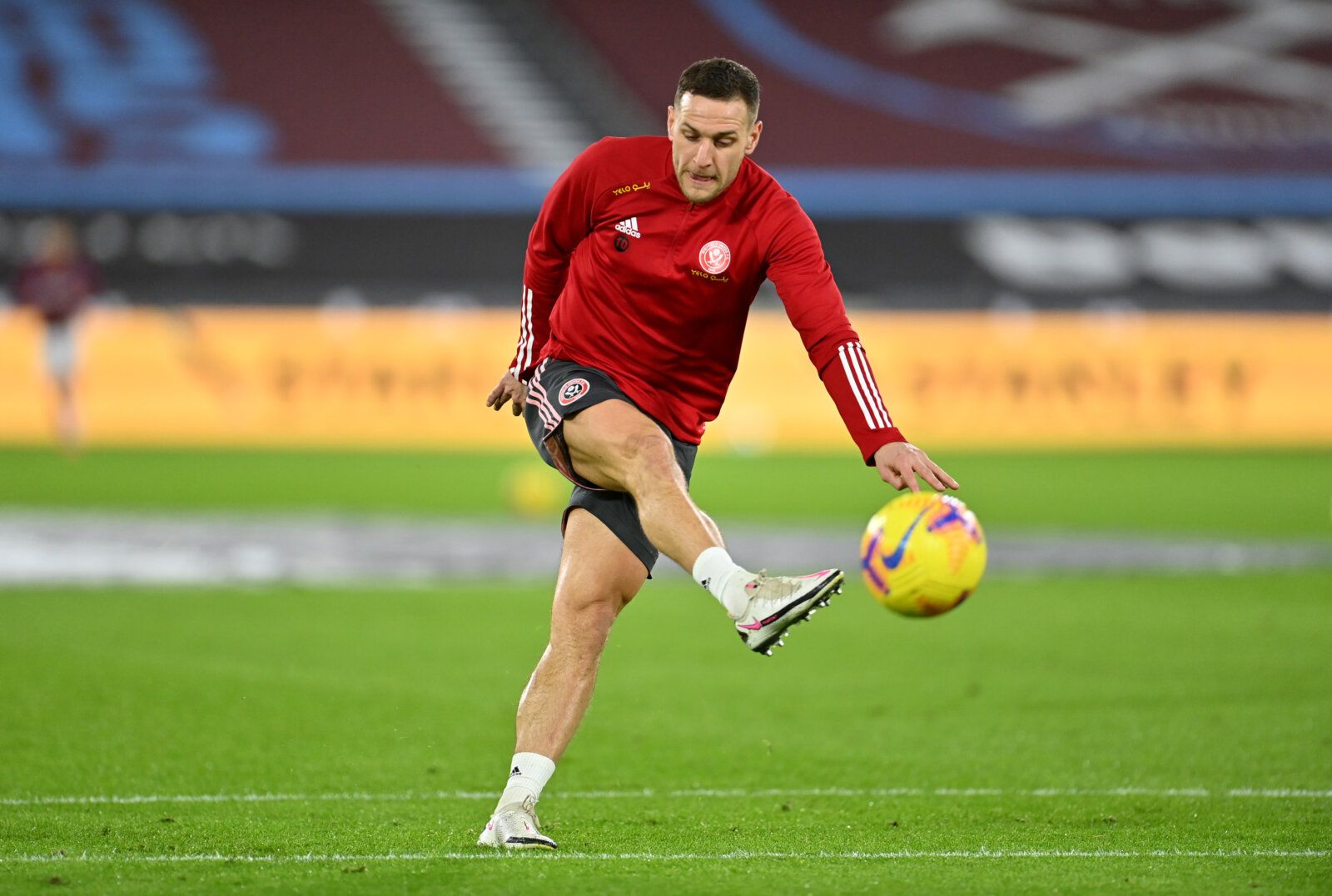 Soccer Football - Premier League - West Ham United v Sheffield United - London Stadium, London, Britain - February 15, 2021 Sheffield United's Billy Sharp during the warm up before the match Pool via REUTERS/Justin Setterfield EDITORIAL USE ONLY. No use with unauthorized audio, video, data, fixture lists, club/league logos or 'live' services. Online in-match use limited to 75 images, no video emulation. No use in betting, games or single club /league/player publications.  Please contact your acc