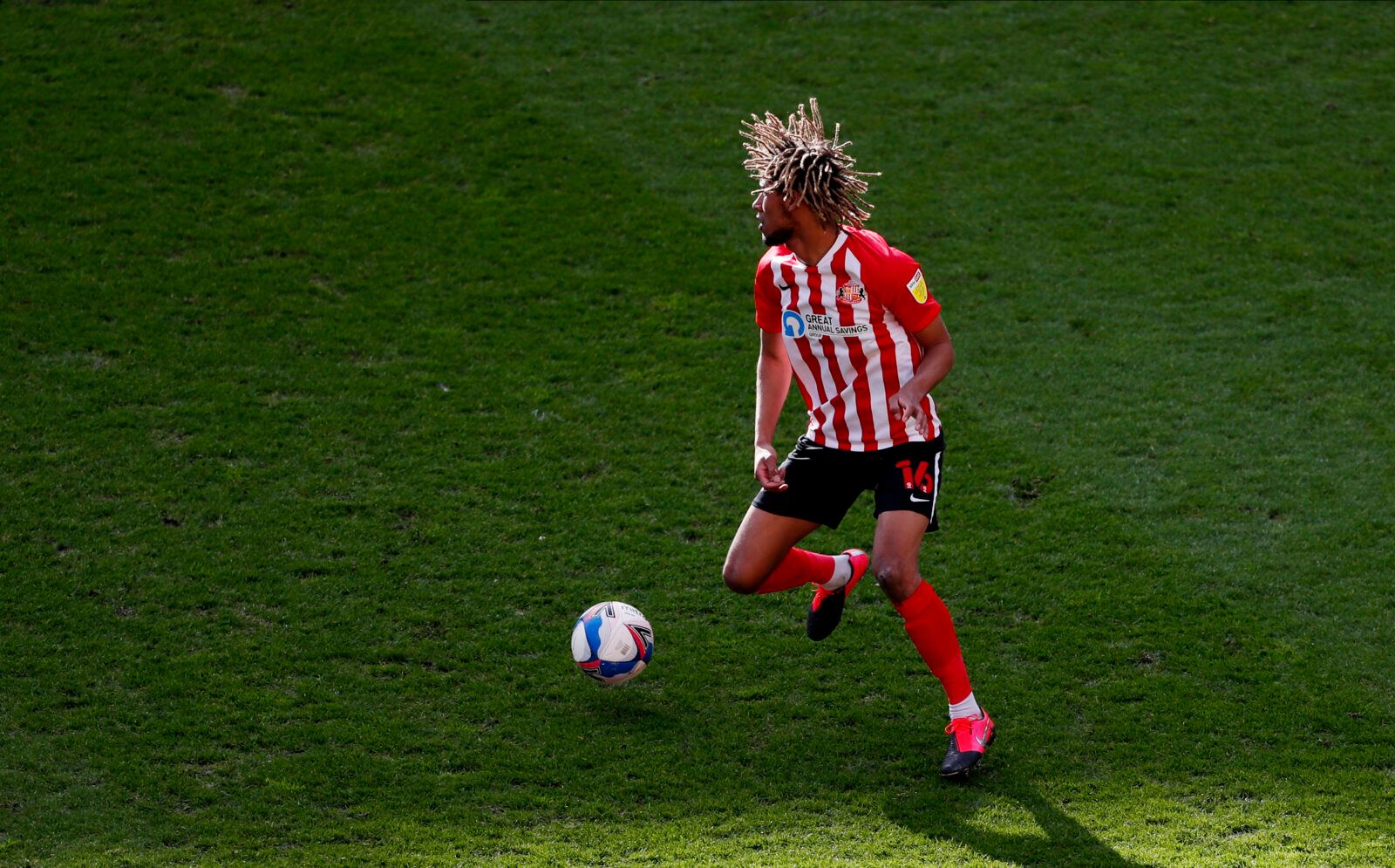 Soccer Football - League One - Sunderland v Lincoln City - Stadium of Light, Sunderland, Britain - March 20, 2021 Sunderland's Dion Sanderson in action Action Images/Lee Smith EDITORIAL USE ONLY. No use with unauthorized audio, video, data, fixture lists, club/league logos or 'live' services. Online in-match use limited to 75 images, no video emulation. No use in betting, games or single club /league/player publications.  Please contact your account representative for further details.