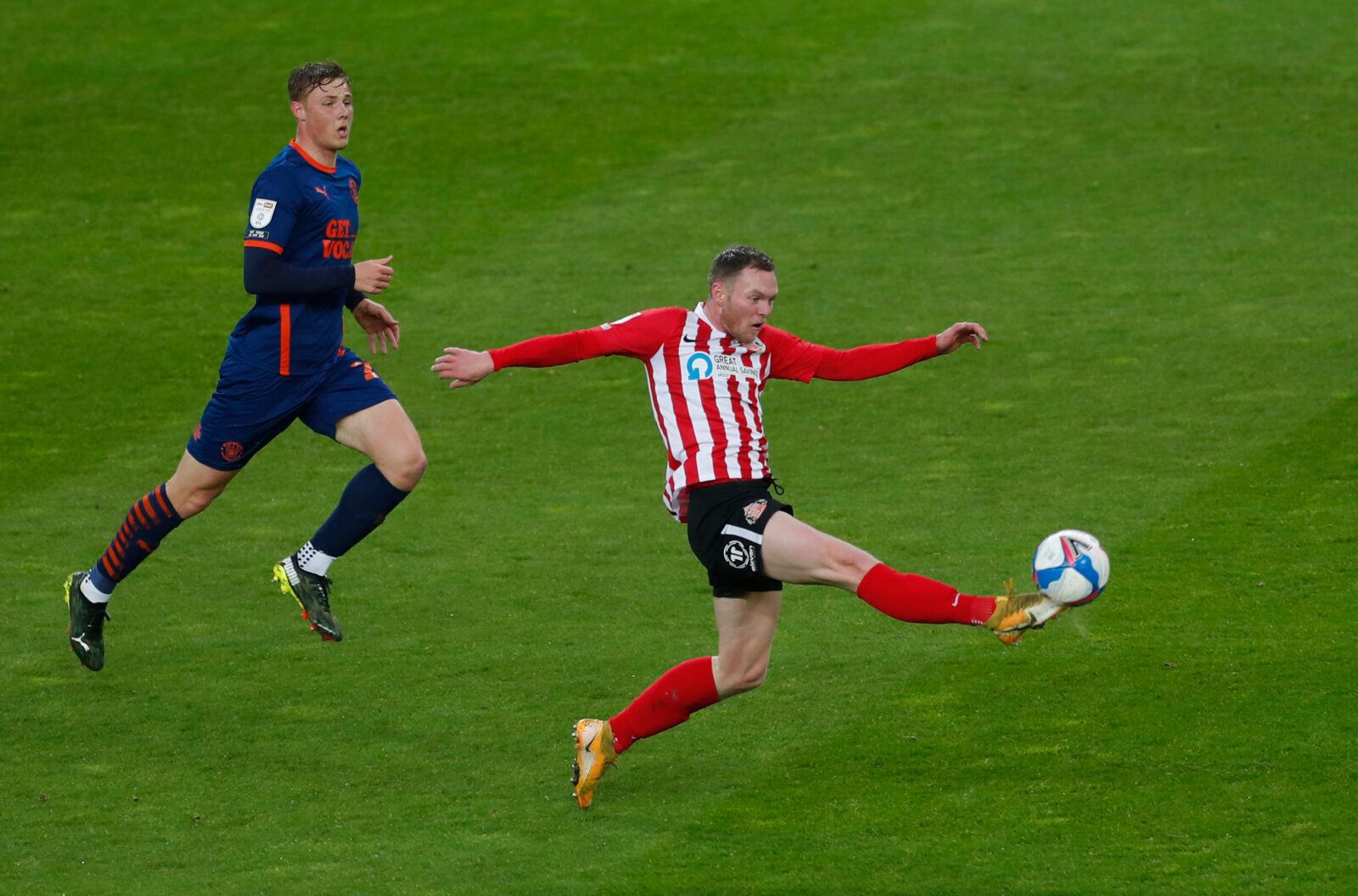 Soccer Football - League One - Sunderland v Blackpool - Stadium of Light, Sunderland, Britain - April 27, 2021 Sunderland's Aiden O'Brien in action Action Images/Lee Smith EDITORIAL USE ONLY. No use with unauthorized audio, video, data, fixture lists, club/league logos or 'live' services. Online in-match use limited to 75 images, no video emulation. No use in betting, games or single club /league/player publications.  Please contact your account representative for further details.