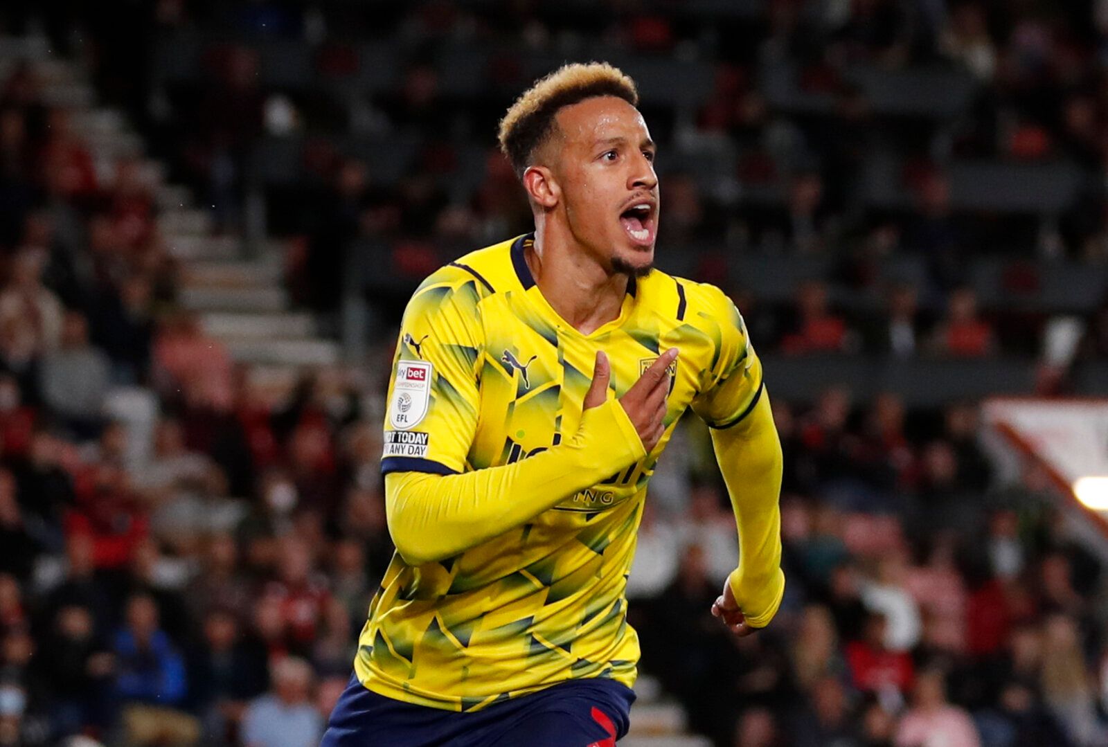Soccer Football - Championship - AFC Bournemouth v West Bromwich Albion - Vitality Stadium, Bournemouth, Britain - August 6, 2021 West Bromwich Albion's Callum Robinson celebrates scoring their second goal Action Images/Peter Cziborra