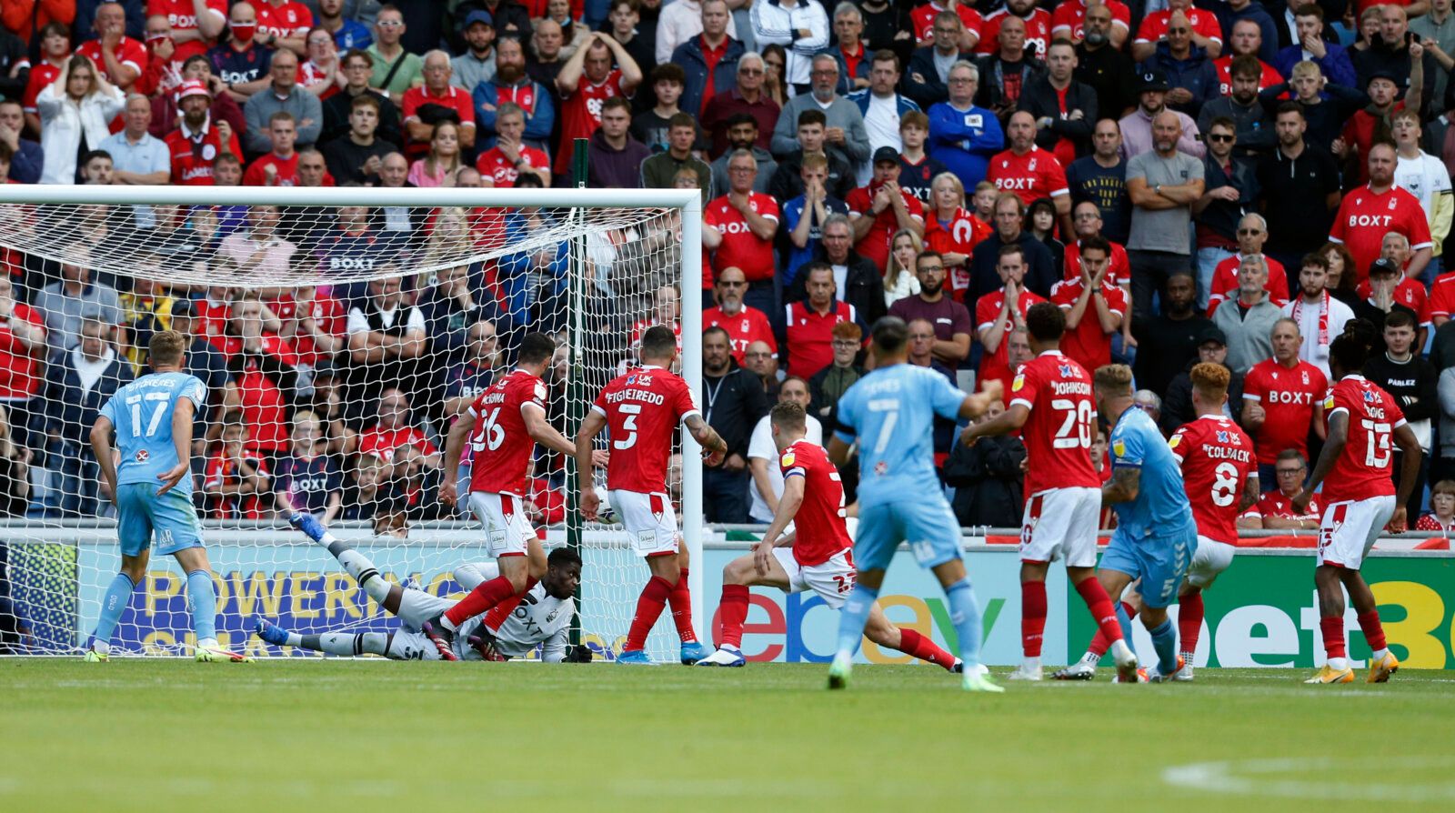 Soccer Football - Championship - Coventry City v Nottingham Forest - Coventry Building Society Arena, Coventry, Britain - August 8, 2021 Coventry City's Kyle McFadzean scores their second goal Action Images/Ed Sykes
