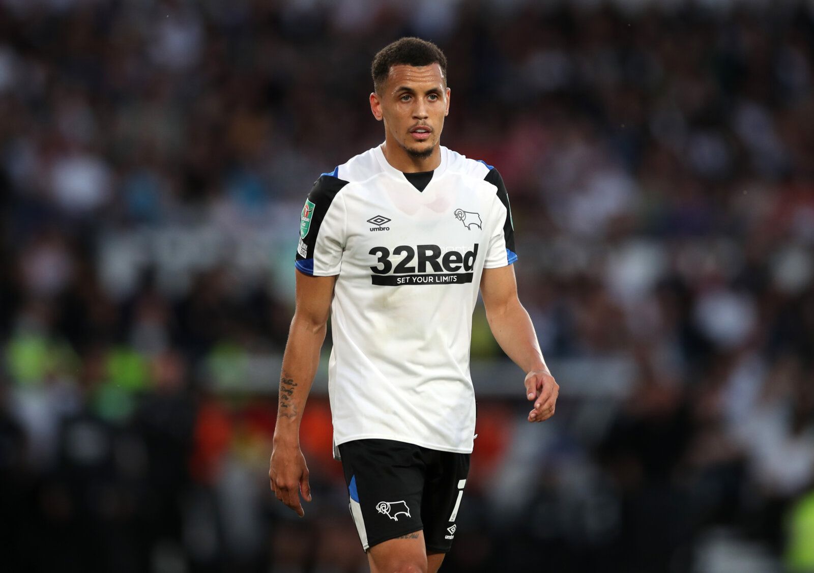 Soccer Football - Carabao Cup - First Round - Derby County v Salford City - Pride Park, Derby, Britain - August 10, 2021 Derby County's Ravel Morrison during the match Action Images/Peter Cziborra EDITORIAL USE ONLY. No use with unauthorized audio, video, data, fixture lists, club/league logos or 'live' services. Online in-match use limited to 75 images, no video emulation. No use in betting, games or single club /league/player publications.  Please contact your account representative for furthe
