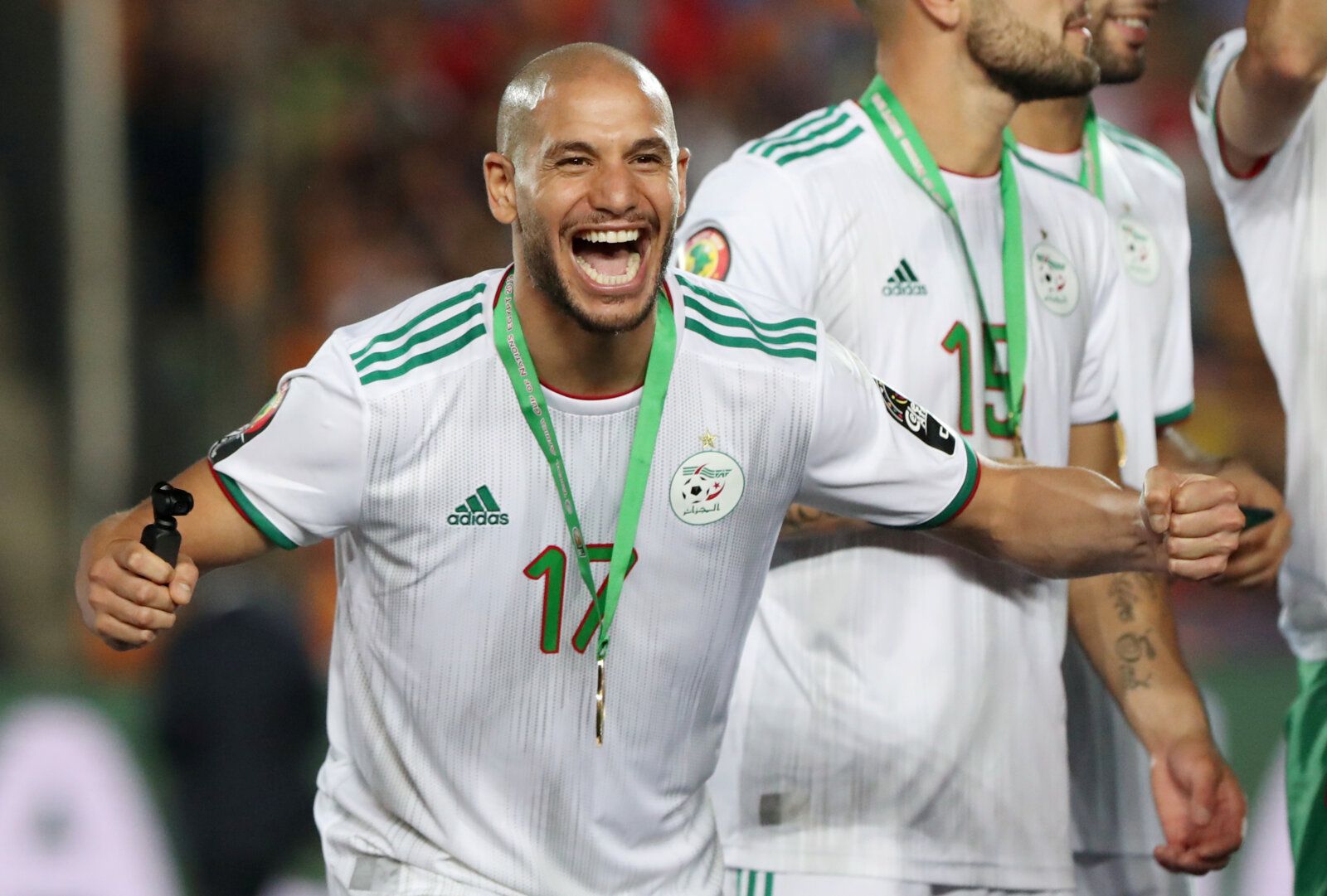 Soccer Football - Africa Cup of Nations 2019 - Final - Senegal v Algeria - Cairo International Stadium, Cairo, Egypt - July 19, 2019    Algeria's Adlene Guedioura celebrates after winning the Africa Cup of Nations   REUTERS/Suhaib Salem