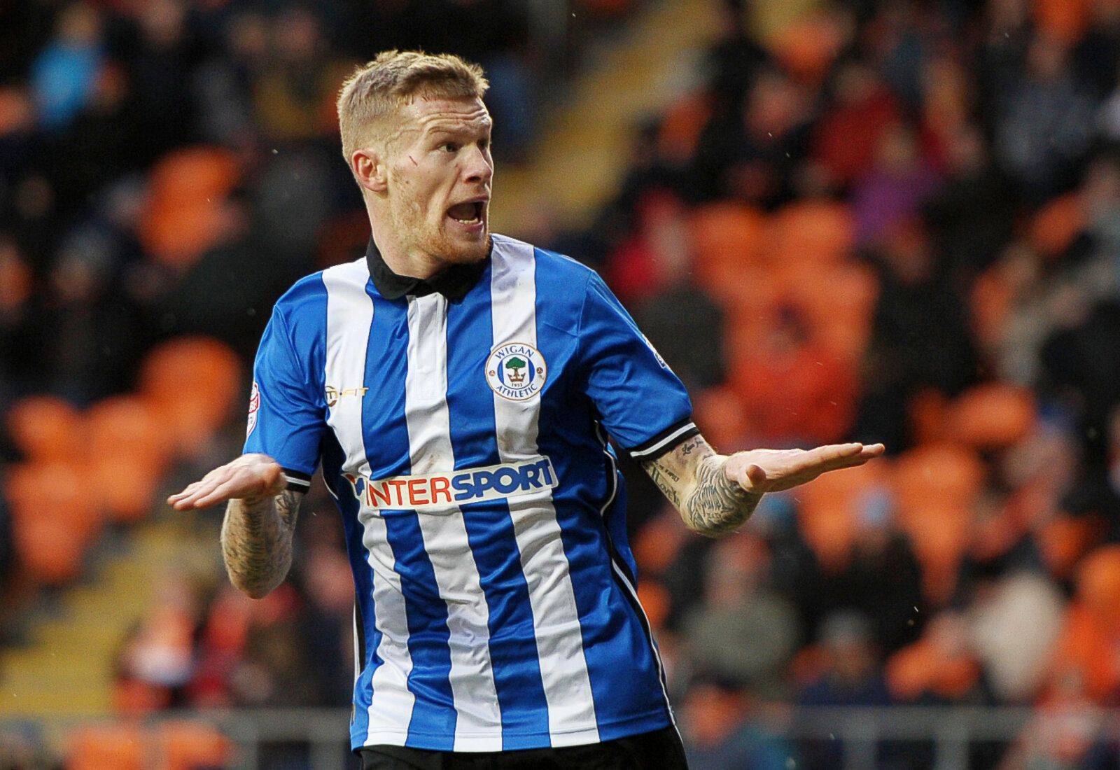 Football - Blackpool v Wigan Athletic - Sky Bet Football League Championship - Bloomfield Road - 28/2/15 
Wigan Athletic's James McClean celebrates scoring their third goal 
Mandatory Credit: Action Images / Paul Burrows 
Livepic 
EDITORIAL USE ONLY. No use with unauthorized audio, video, data, fixture lists, club/league logos or 