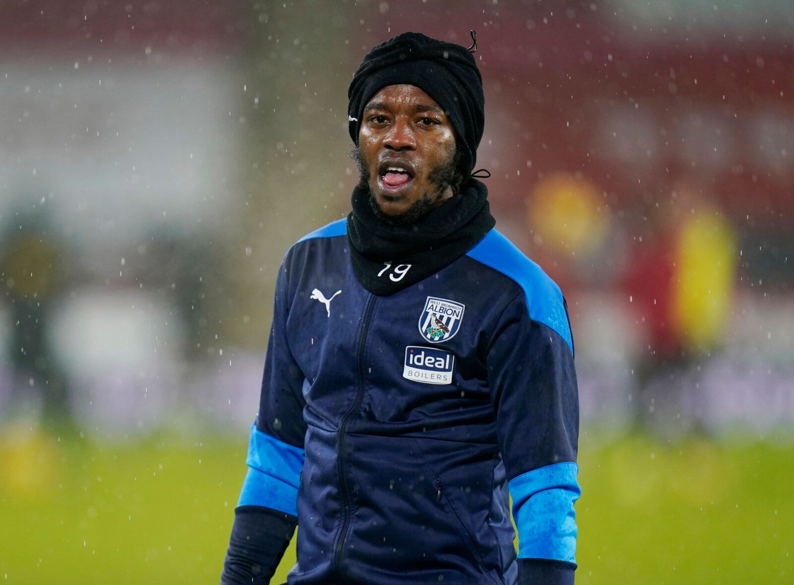 Soccer Football - Premier League - Sheffield United v West Bromwich Albion - Bramall Lane, Sheffield, Britain - February 2, 2021 West Bromwich Albion's Romaine Sawyers during the warm up before the match Pool via REUTERS/Tim Keeton EDITORIAL USE ONLY. No use with unauthorized audio, video, data, fixture lists, club/league logos or 'live' services. Online in-match use limited to 75 images, no video emulation. No use in betting, games or single club /league/player publications.  Please contact you