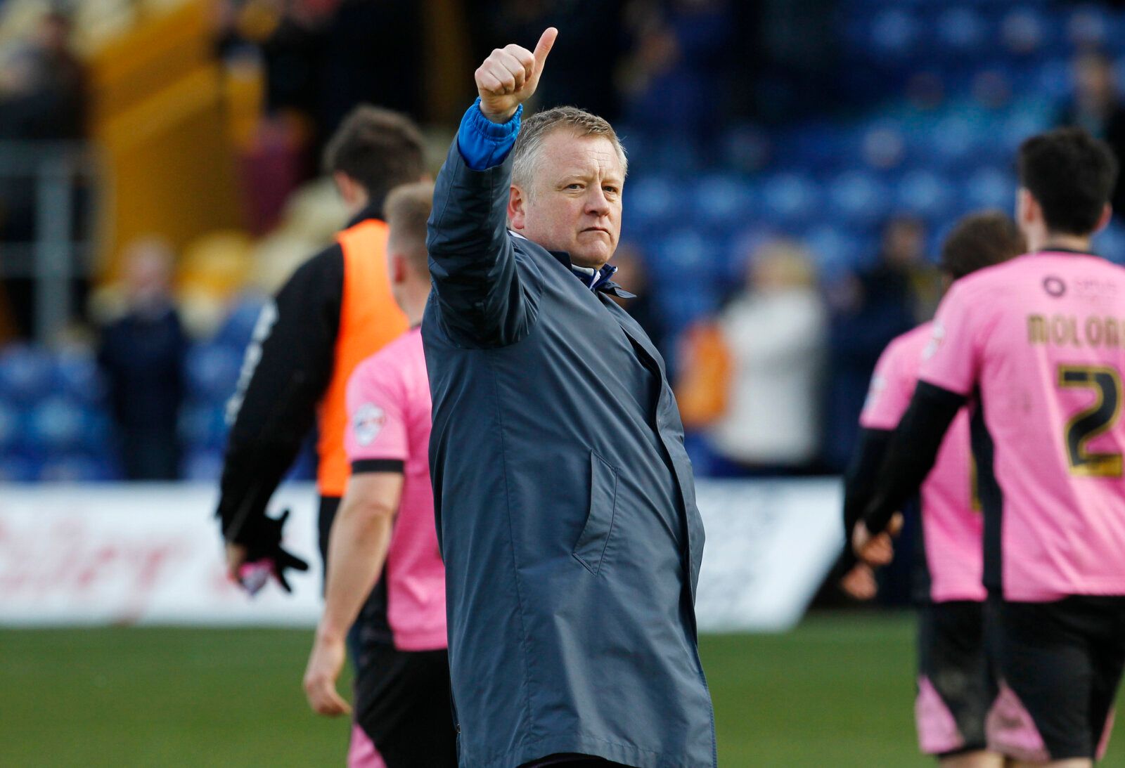 Football Soccer - Mansfield Town v Northampton Town - Sky Bet Football League Two - One Call Stadium - 28/3/16 
Northampton Town manager Chris Wilder acknowledges the fans after the final whistle 
Mandatory Credit: Action Images / Craig Brough 
Livepic 
EDITORIAL USE ONLY. No use with unauthorized audio, video, data, fixture lists, club/league logos or 
