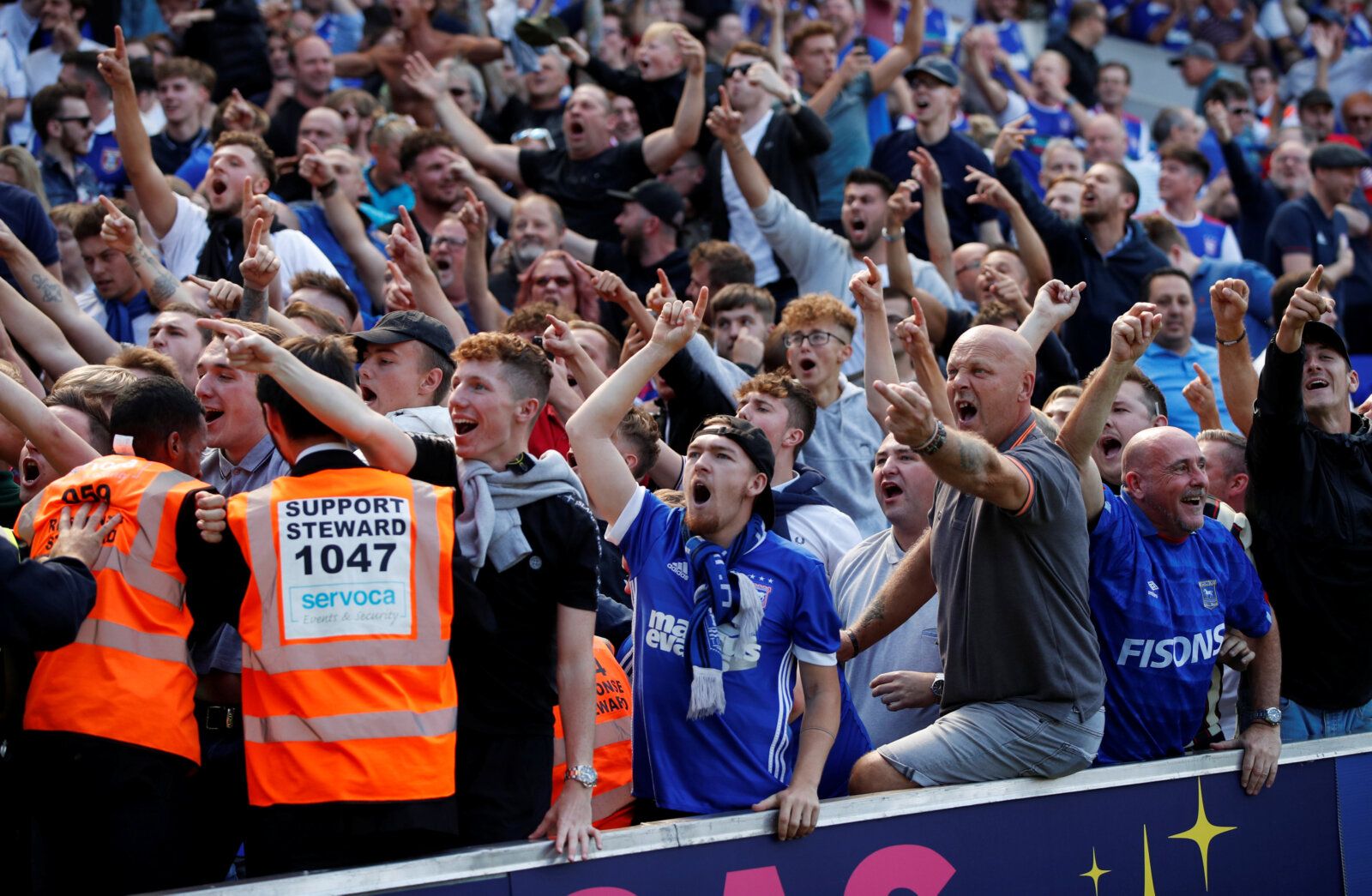 Soccer Football - Championship - Ipswich Town v Norwich City - Portman Road, Ipswich, Britain - September 2, 2018  Ipswich Town fans celebrate their first goal  Action Images/John Sibley  EDITORIAL USE ONLY. No use with unauthorized audio, video, data, fixture lists, club/league logos or 