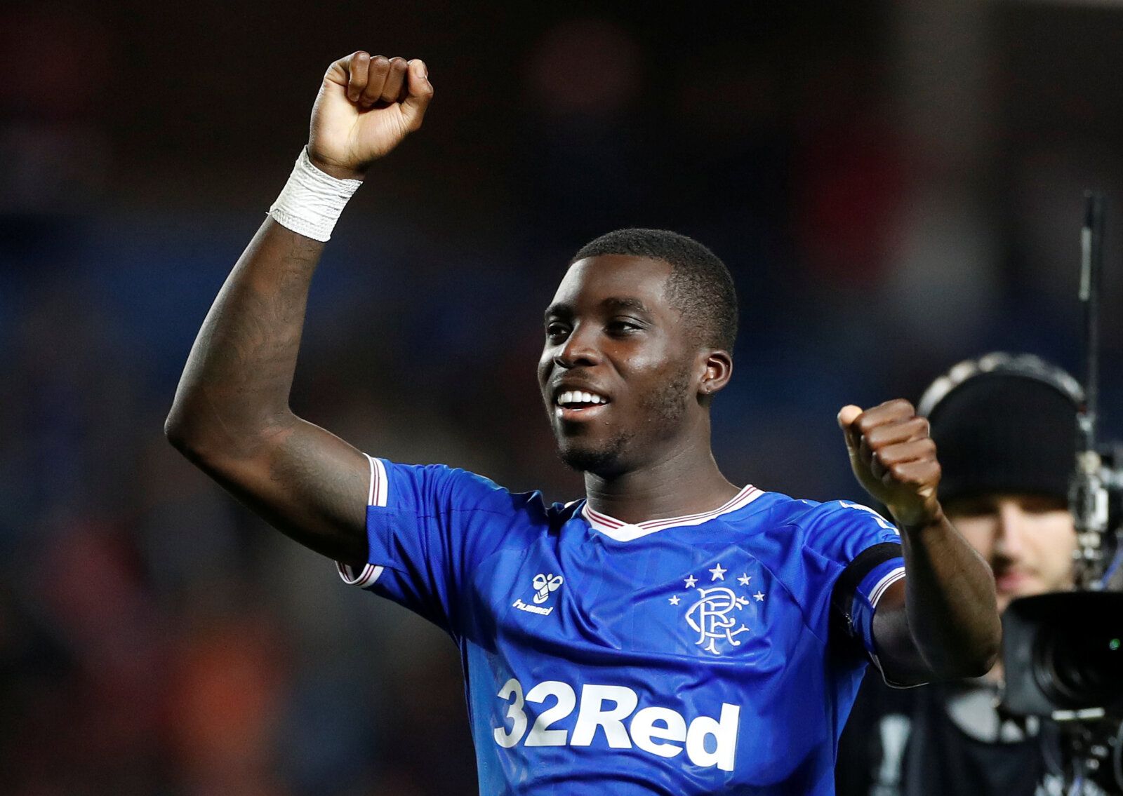 Soccer Football - Europa League - Group G - Rangers v Feyenoord - Ibrox, Glasgow, Britain - September 19, 2019  Rangers' Sheyi Ojo celebrates after the match          Action Images via Reuters/Lee Smith