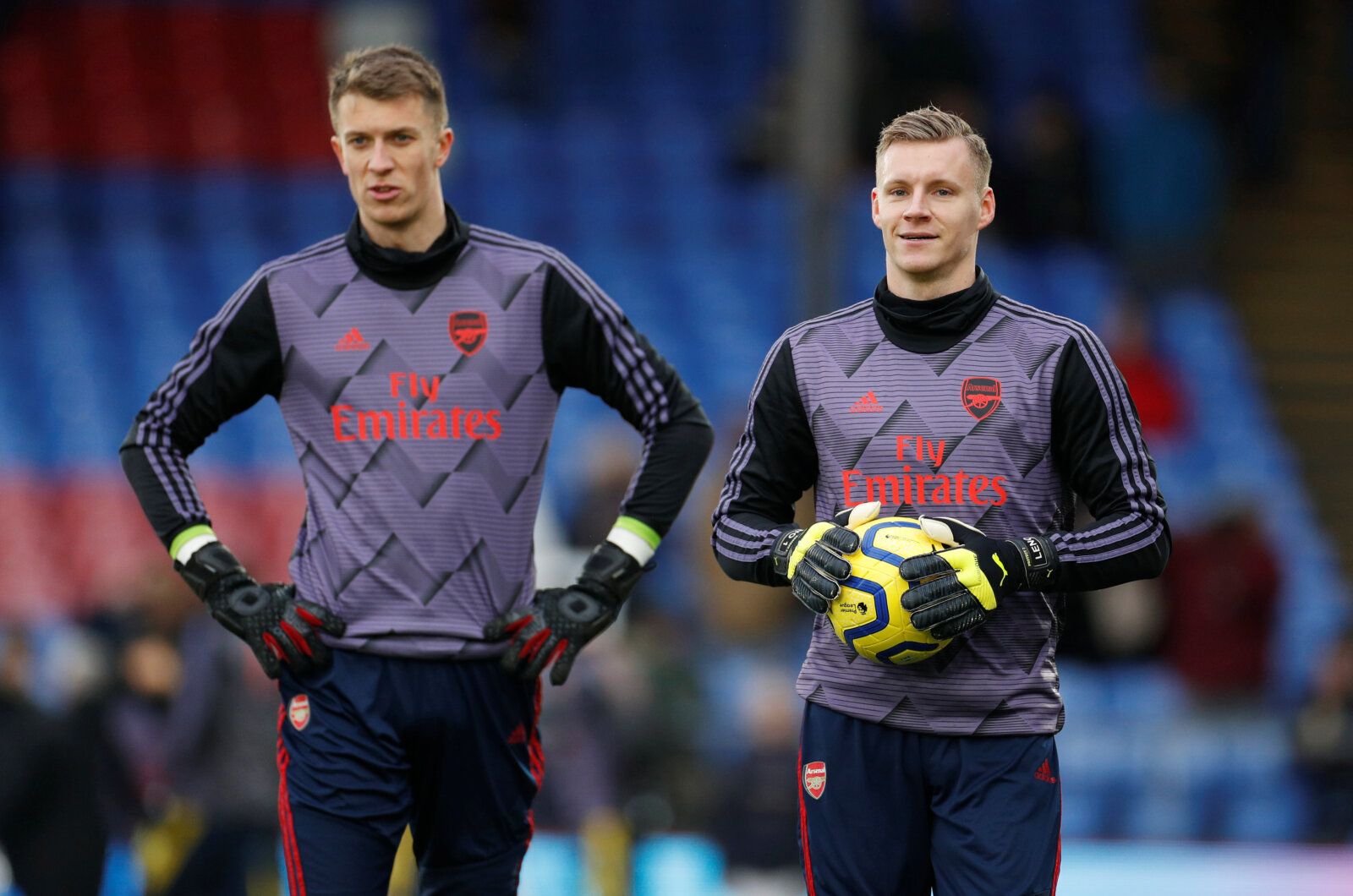 Soccer Football - Premier League - Crystal Palace v Arsenal - Selhurst Park, London, Britain - January 11, 2020  Arsenal's Bernd Leno and Matt Macey during the warm up before the match    Action Images via Reuters/John Sibley  EDITORIAL USE ONLY. No use with unauthorized audio, video, data, fixture lists, club/league logos or 