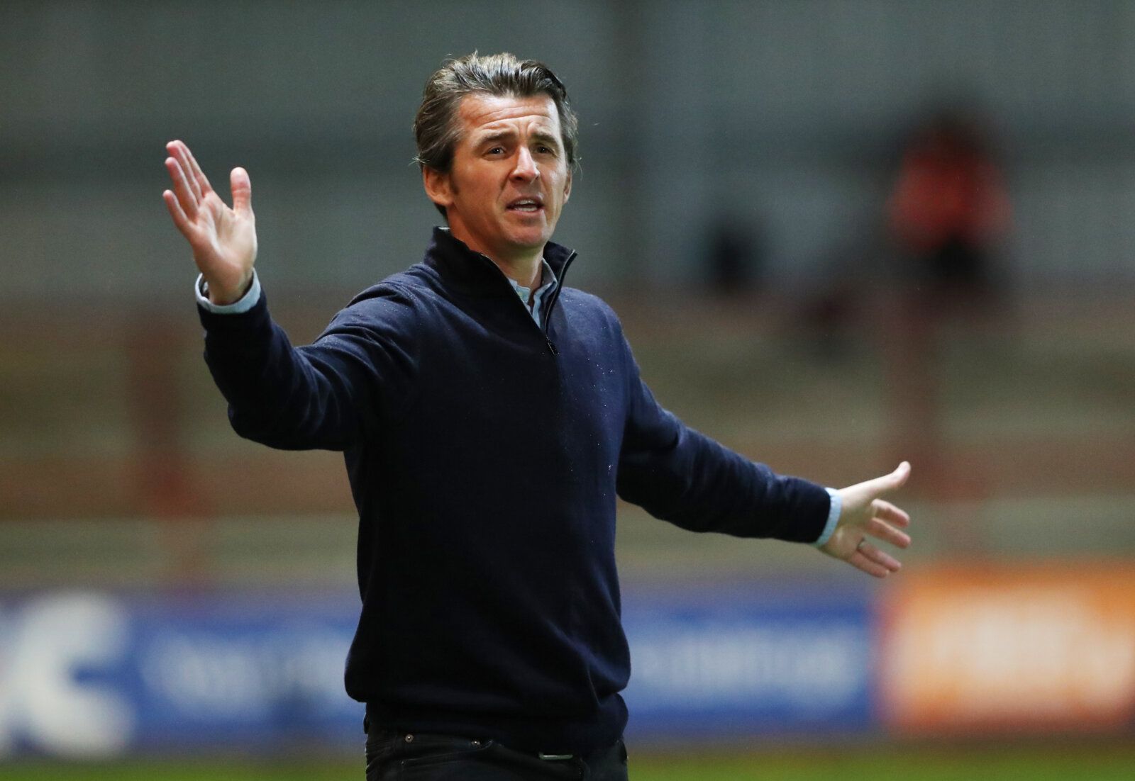 Soccer Football - Carabao Cup Third Round - Fleetwood Town v Everton - Highbury Stadium, Fleetwood, Britain - September 23, 2020 Fleetwood Town manager Joey Barton reacts Pool via REUTERS/Alex Livesey EDITORIAL USE ONLY. No use with unauthorized audio, video, data, fixture lists, club/league logos or 'live' services. Online in-match use limited to 75 images, no video emulation. No use in betting, games or single club/league/player publications.  Please contact your account representative for fur