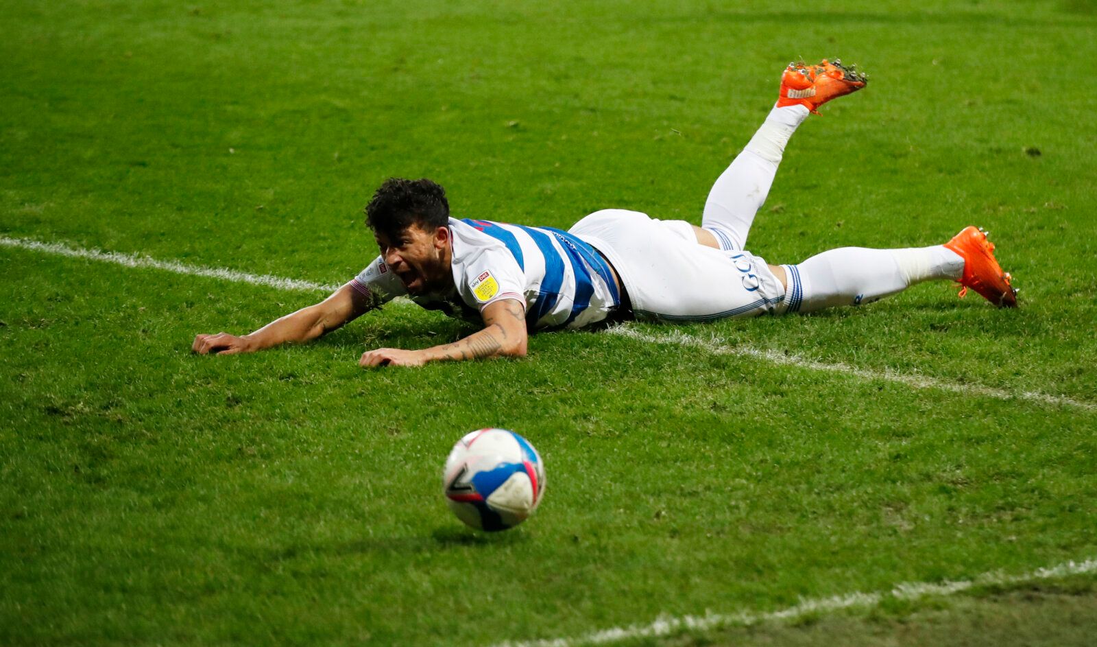 Soccer Football - Championship - Queens Park Rangers v Watford - Loftus Road, London, Britain - November 21, 2020 QPR's Macauley Bonne reacts Action Images/Peter Cziborra EDITORIAL USE ONLY. No use with unauthorized audio, video, data, fixture lists, club/league logos or 'live' services. Online in-match use limited to 75 images, no video emulation. No use in betting, games or single club /league/player publications.  Please contact your account representative for further details.