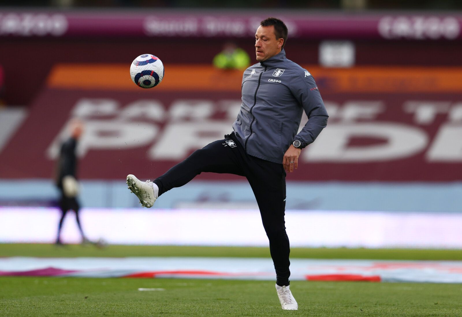Soccer Football - Premier League - Aston Villa v West Bromwich Albion  - Villa Park, Birmingham, Britain - April 25, 2021 Aston Villa assistant manager John Terry during the warm up before the match Pool via REUTERS/Michael Steele EDITORIAL USE ONLY. No use with unauthorized audio, video, data, fixture lists, club/league logos or 'live' services. Online in-match use limited to 75 images, no video emulation. No use in betting, games or single club /league/player publications.  Please contact your