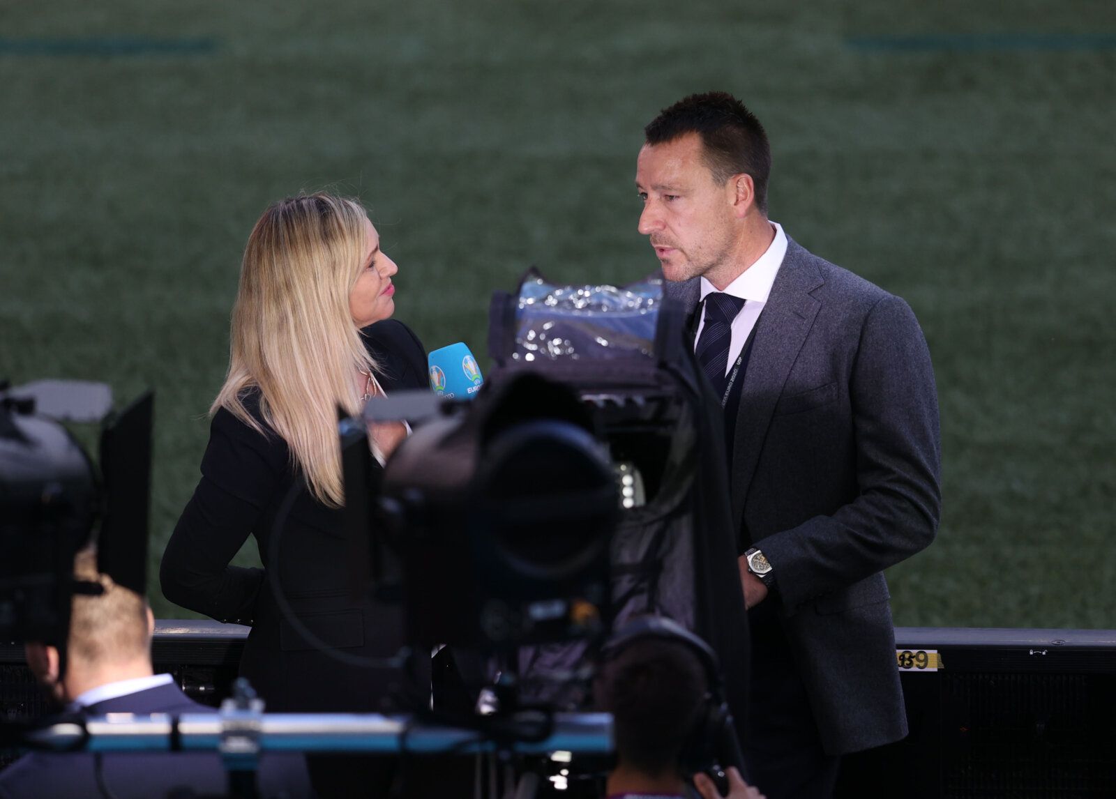 Soccer Football - Euro 2020 - Semi Final - England v Denmark - Wembley Stadium, London, Britain - July 7, 2021 Former England and Chelsea player John Terry being interviewed before the match Pool via REUTERS/Catherine Ivill
