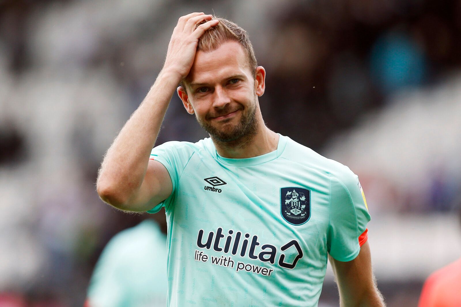 Soccer Football - Championship - Derby County v Huddersfield Town - Pride Park, Derby, Britain - August 7, 2021  Huddersfield Town's Jordan Rhodes reacts Action Images/Craig Brough