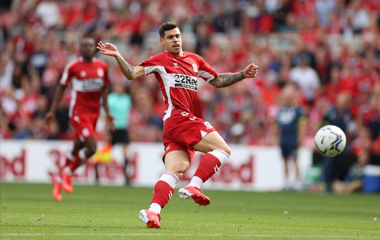 Soccer Football - Championship - Middlesbrough v Bristol City - Riverside Stadium, Middlesbrough, Britain - August 14, 2021 Middlesbrough's Martin Payero in action Action Images/Lee Smith EDITORIAL USE ONLY. No use with unauthorized audio, video, data, fixture lists, club/league logos or 'live' services. Online in-match use limited to 75 images, no video emulation. No use in betting, games or single club /league/player publications.  Please contact your account representative for further details