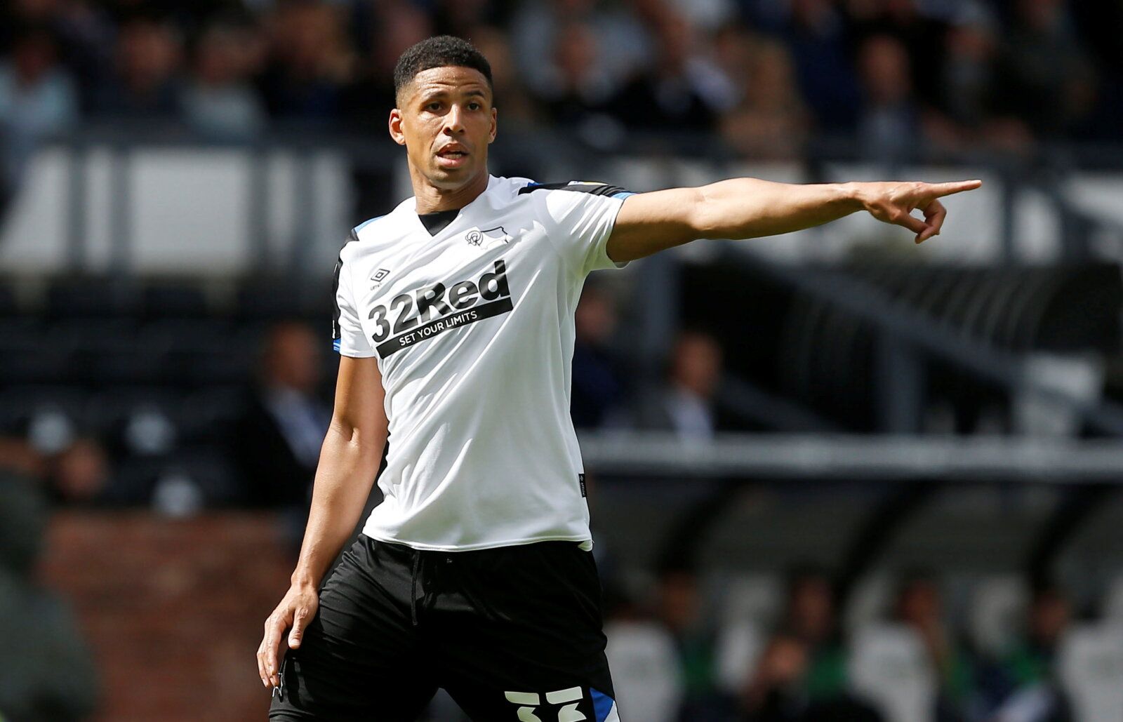 Soccer Football - Championship - Derby County v Nottingham Forest - Pride Park, Derby, Britain - August 28, 2021   Derby County's Curtis Davies    Action Images/Craig Brough    EDITORIAL USE ONLY. No use with unauthorized audio, video, data, fixture lists, club/league logos or "live" services. Online in-match use limited to 75 images, no video emulation. No use in betting, games or single club/league/player publications.  Please contact your account representative for further details.