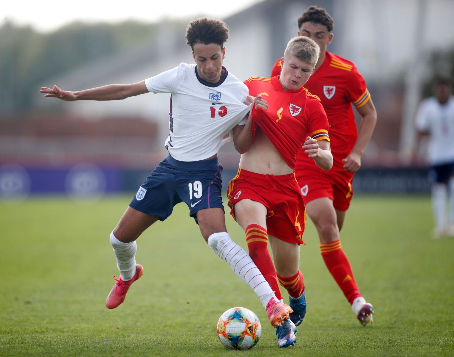 Soccer Football - Under 18 International Friendly - Wales v England - Spytty Park, Newport, Wales Britain - September 3, 2021 Wales' Jordan James in action with England's Kaide Gordon Action Images/Matthew Childs