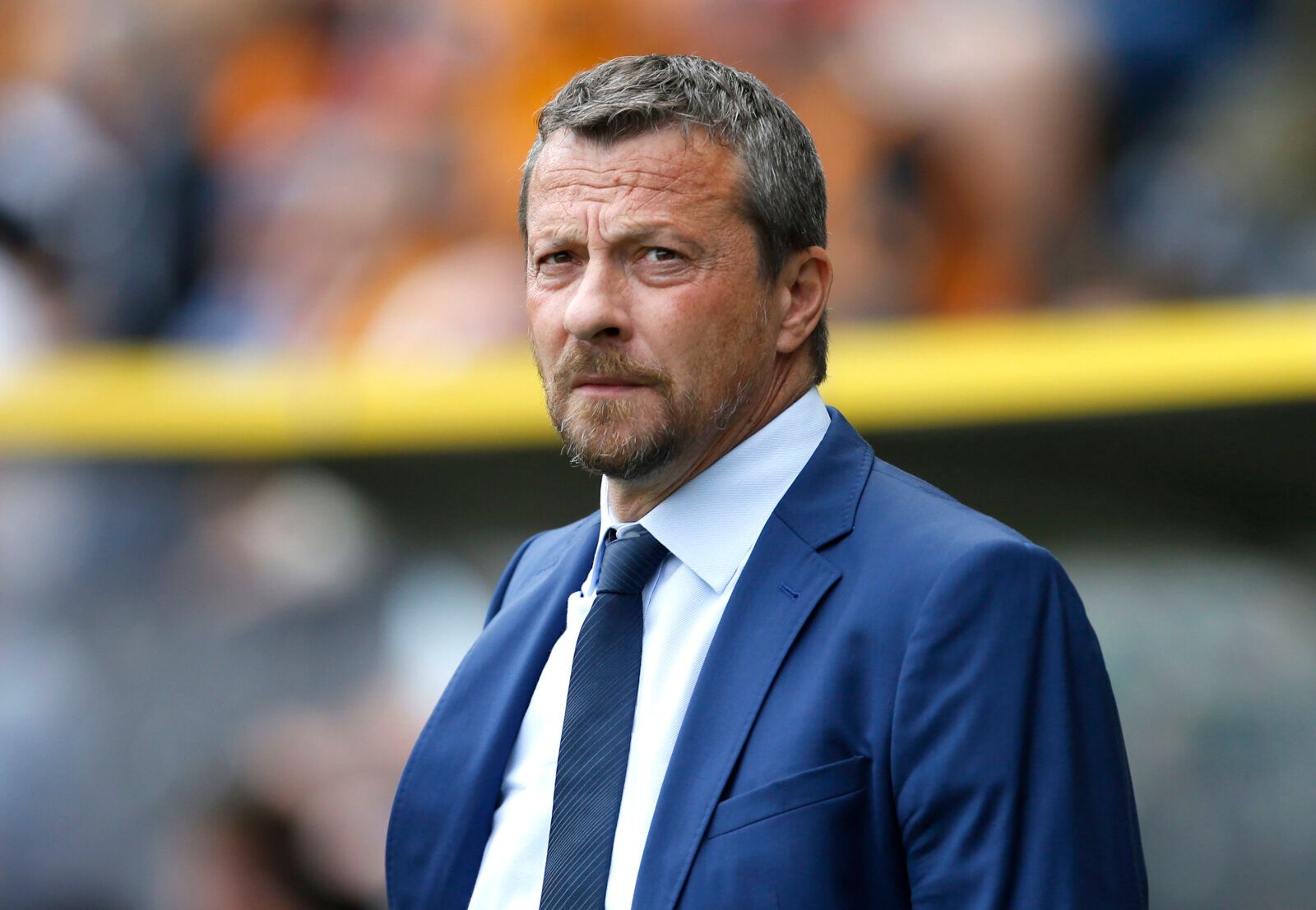 Soccer Football - Championship - Hull City v Sheffield United - KCOM Stadium, Hull, Britain - September 18, 2021 Sheffield United manager Slavisa Jokanovic looks on Action Images/Ed Sykes EDITORIAL USE ONLY. No use with unauthorized audio, video, data, fixture lists, club/league logos or 'live' services. Online in-match use limited to 75 images, no video emulation. No use in betting, games or single club /league/player publications.  Please contact your account representative for further details