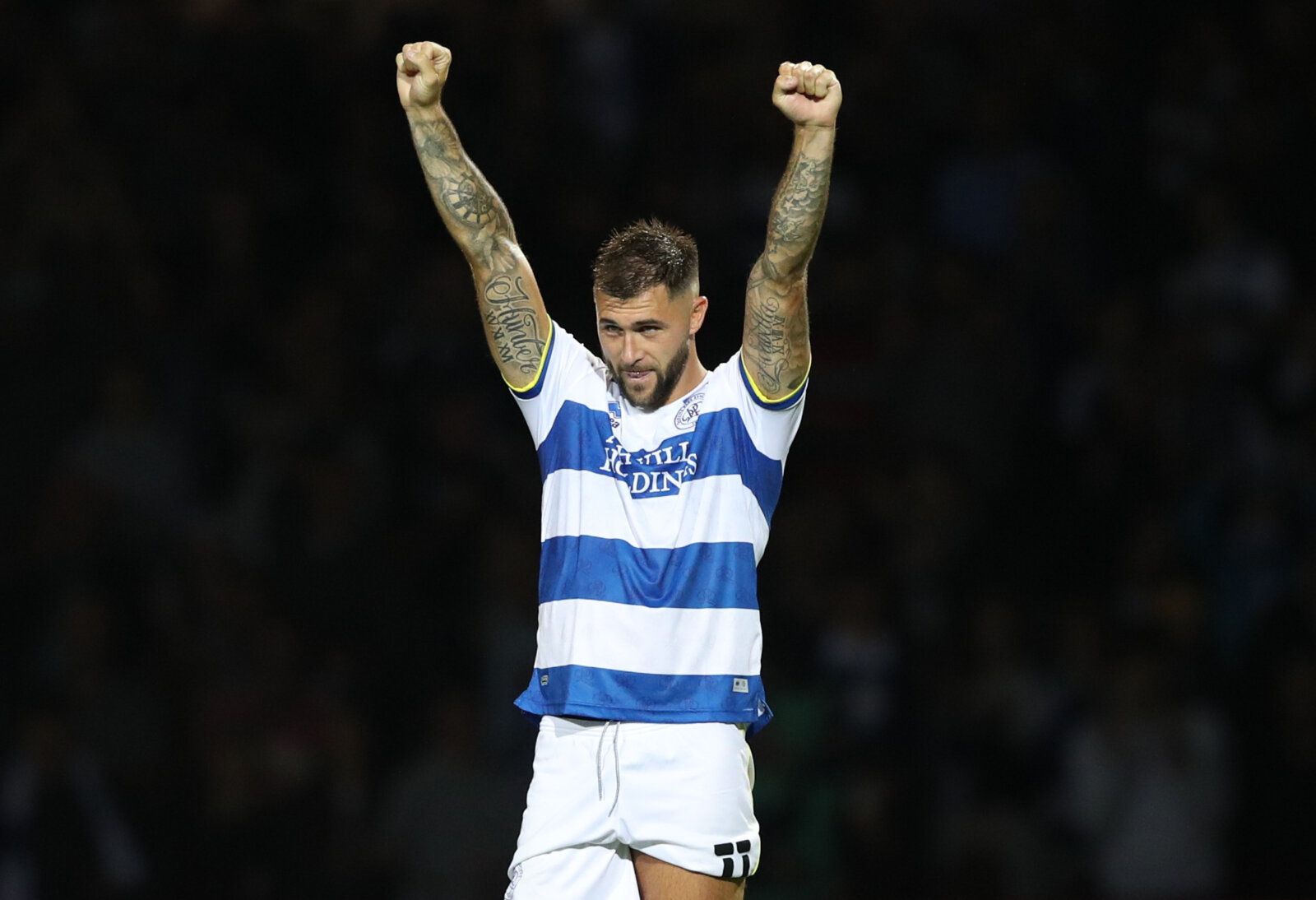 Soccer Football - Carabao Cup - Third Round - Queens Park Rangers v Everton - Loftus Road, London, Britain - September 21, 2021  Queens Park Rangers' Charlie Austin celebrates during the penalty shoot-out Action Images via Reuters/Peter Cziborra EDITORIAL USE ONLY. No use with unauthorized audio, video, data, fixture lists, club/league logos or 'live' services. Online in-match use limited to 75 images, no video emulation. No use in betting, games or single club /league/player publications.  Plea