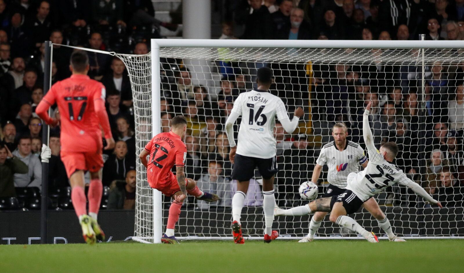 Soccer Football - Championship - Fulham v Swansea City - Craven Cottage, London, Britain - September 29, 2021  Swansea's Jamie Paterson scores their first goal  Action Images/Matthew Childs  EDITORIAL USE ONLY. No use with unauthorized audio, video, data, fixture lists, club/league logos or 
