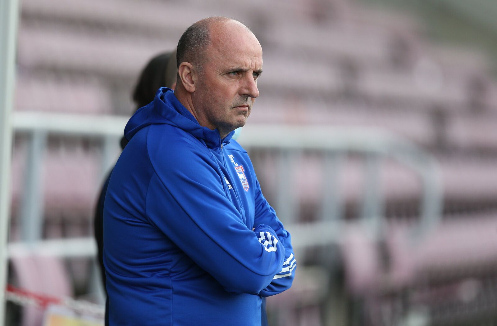 NORTHAMPTON, ENGLAND - APRIL 20: Ipswich Town manager Paul Cook looks on prior to the Sky Bet League One match between Northampton Town and Ipswich Town at PTS Academy Stadium on April 20, 2021 in Northampton, England. (Photo by Pete Norton/Getty Images)