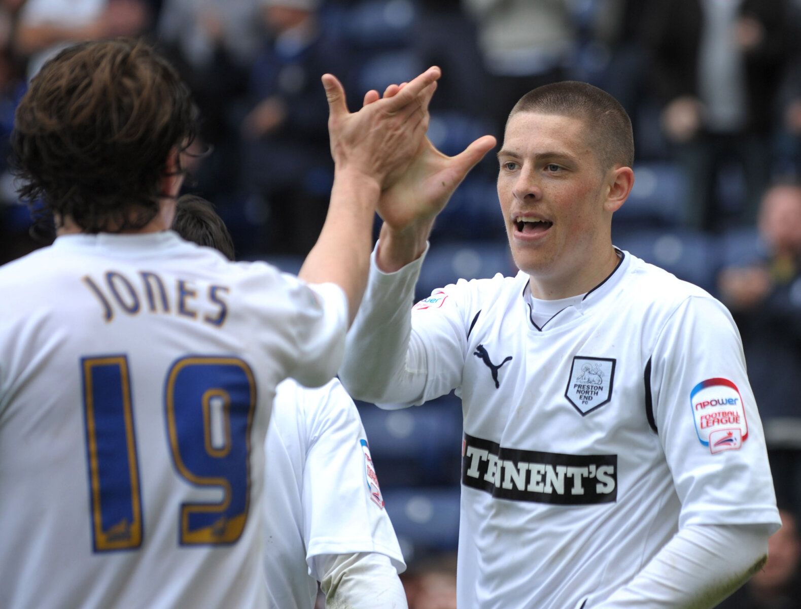 Football - Preston North End v Watford npower Football League Championship - Deepdale - 10/11 - 7/5/11 
Jamie Proctor celebrates scoring Preston's third goal with Billy Jones (L)  
Mandatory Credit: Action Images / Paul Currie 
Livepic