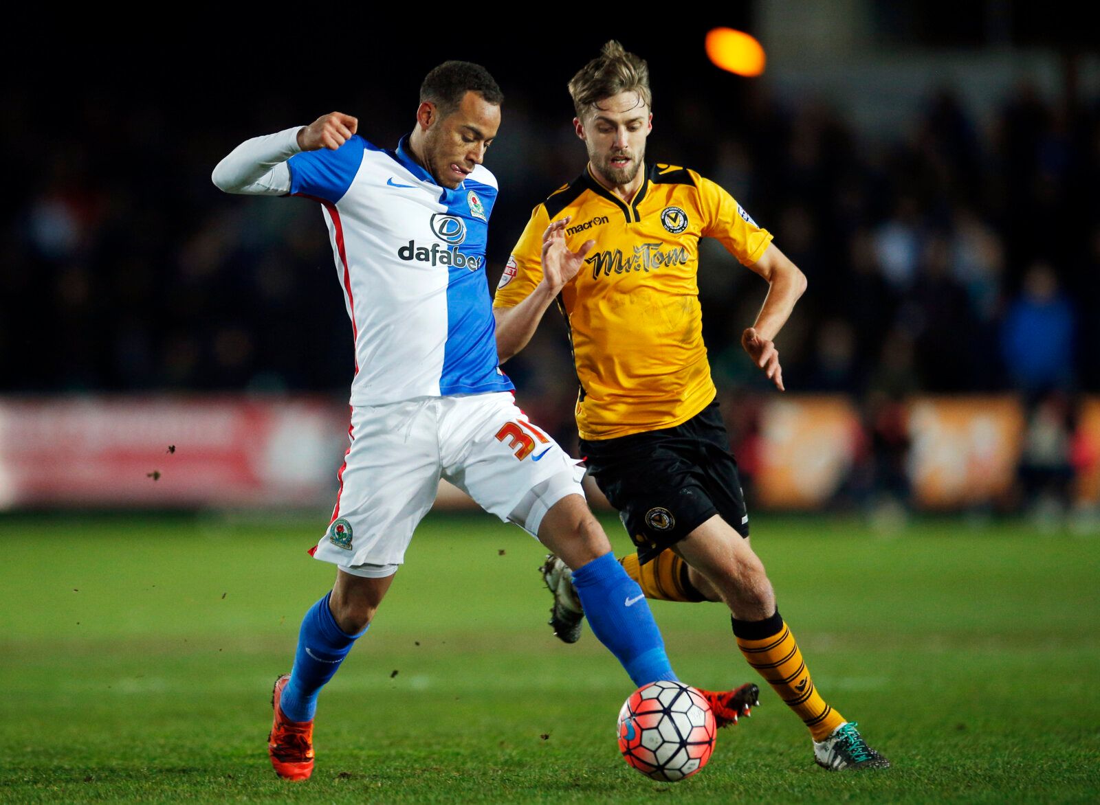 Football Soccer - Newport County v Blackburn Rovers - FA Cup Third Round - Rodney Parade - 18/1/16
Blackburn's Elliott Bennett  in action with Newport's Scott Barrow
Mandatory Credit: Action Images / Andrew Couldridge
Livepic
EDITORIAL USE ONLY. No use with unauthorized audio, video, data, fixture lists, club/league logos or 