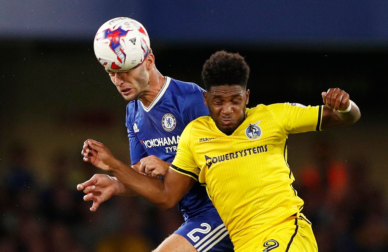 Football Soccer Britain - Chelsea v Bristol Rovers - EFL Cup Second Round - Stamford Bridge - 23/8/16 
Bristol Rovers' Ellis Harrison in action with Chelsea's Branislav Ivanovic  
Action Images via Reuters / John Sibley 
Livepic 
EDITORIAL USE ONLY. No use with unauthorized audio, video, data, fixture lists, club/league logos or 
