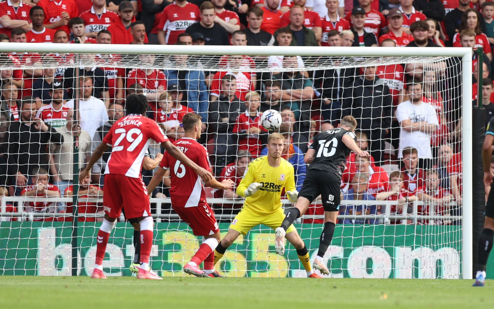 Soccer Football - Championship - Middlesbrough v Bristol City - Riverside Stadium, Middlesbrough, Britain - August 14, 2021 Bristol City's Andy King scores their first goal Action Images/Lee Smith EDITORIAL USE ONLY. No use with unauthorized audio, video, data, fixture lists, club/league logos or 'live' services. Online in-match use limited to 75 images, no video emulation. No use in betting, games or single club /league/player publications.  Please contact your account representative for furthe