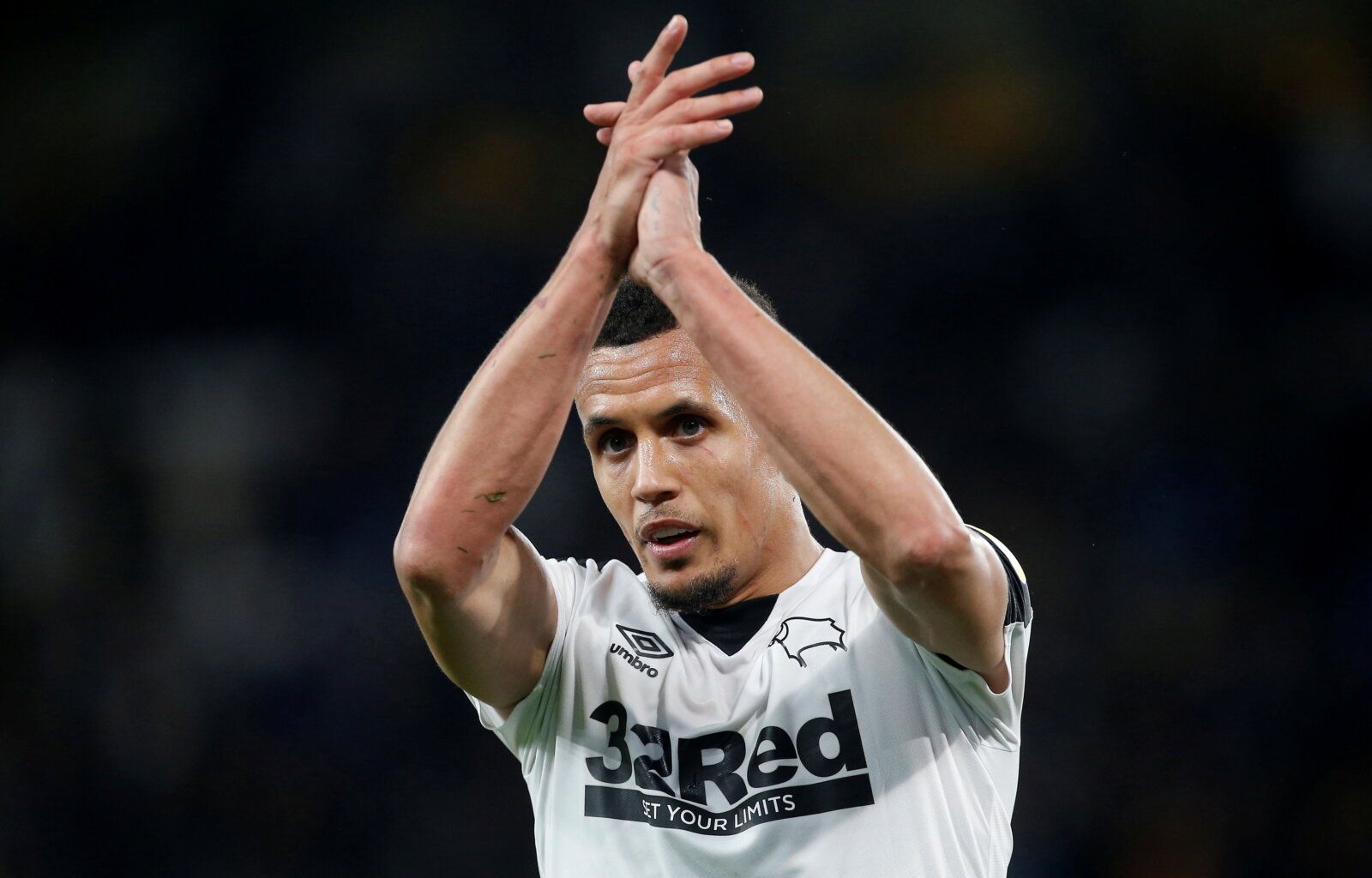 Soccer Football - Championship - Derby County v Reading - Pride Park, Derby, Britain - September 29, 2021  Derby County's Ravel Morrison applauds fans after the match   Action Images/Craig Brough    EDITORIAL USE ONLY. No use with unauthorized audio, video, data, fixture lists, club/league logos or 