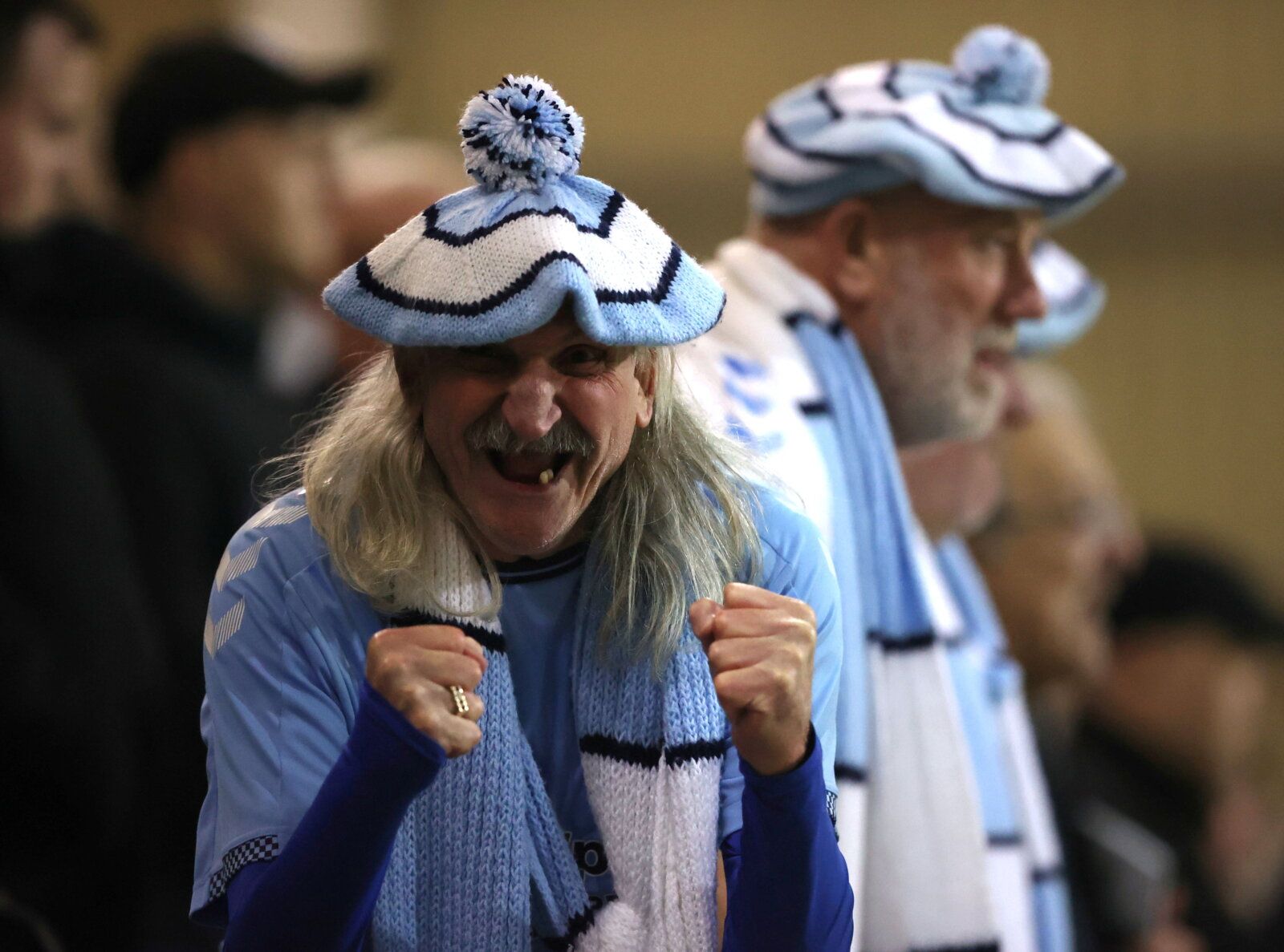 Soccer Football - Championship - Preston North End v Coventry City - Deepdale, Preston, Britain - October 20, 2021  A Coventry City fan reacts    Action Images/Molly Darlington  EDITORIAL USE ONLY. No use with unauthorized audio, video, data, fixture lists, club/league logos or 
