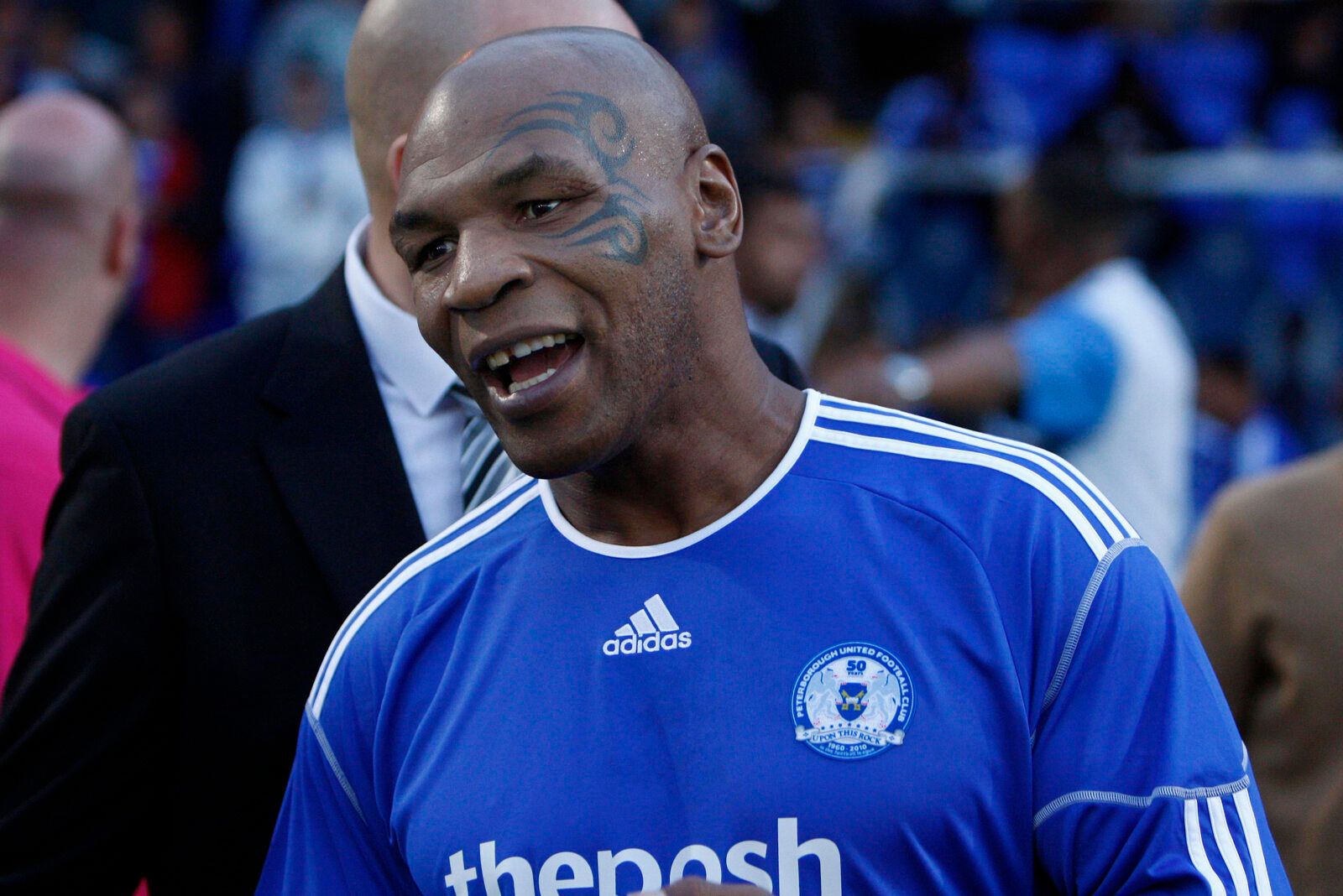 Football - Peterborough United v West Ham United Pre Season Friendly - London Road - 10/11 - 14/7/10 
Former boxer Mike Tyson comes out on the pitch at half time at London Road 
Mandatory Credit: Action Images / Peter Cziborra 
Livepic